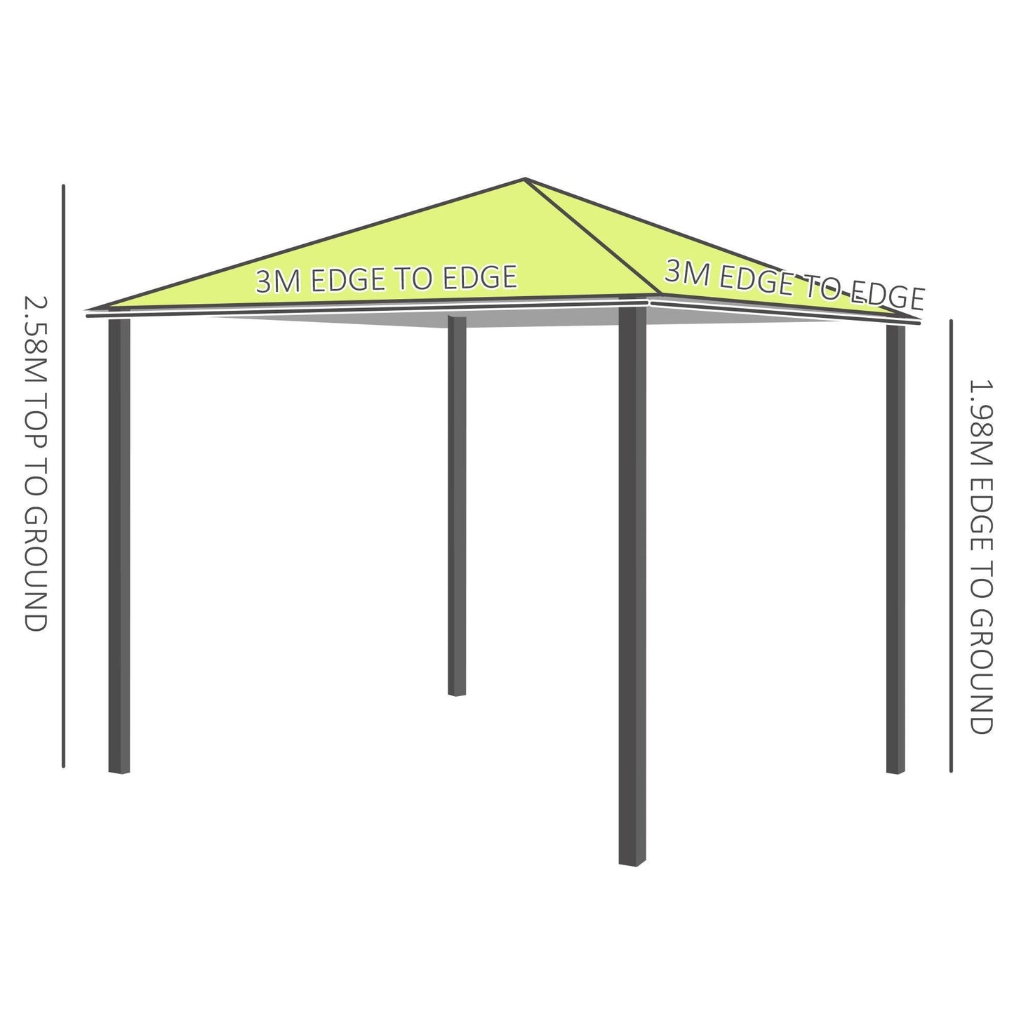 Outsunny 3m x 3m Lemon Green Garden Metal Gazebo - ALL4U RETAILER LTD