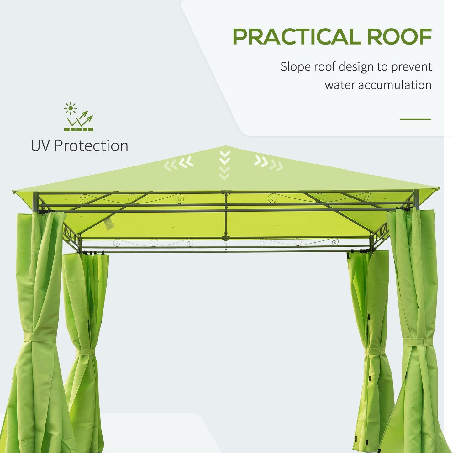 Outsunny 3m x 3m Lemon Green Garden Metal Gazebo - ALL4U RETAILER LTD