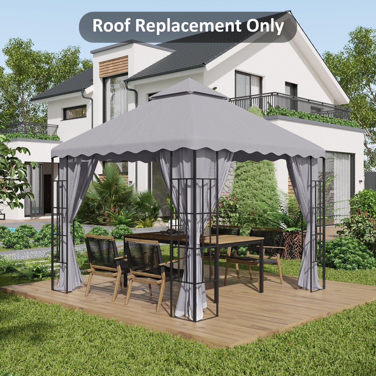 Outsunny 3x3 Gazebo Canopy Top - Light Grey - ALL4U RETAILER LTD