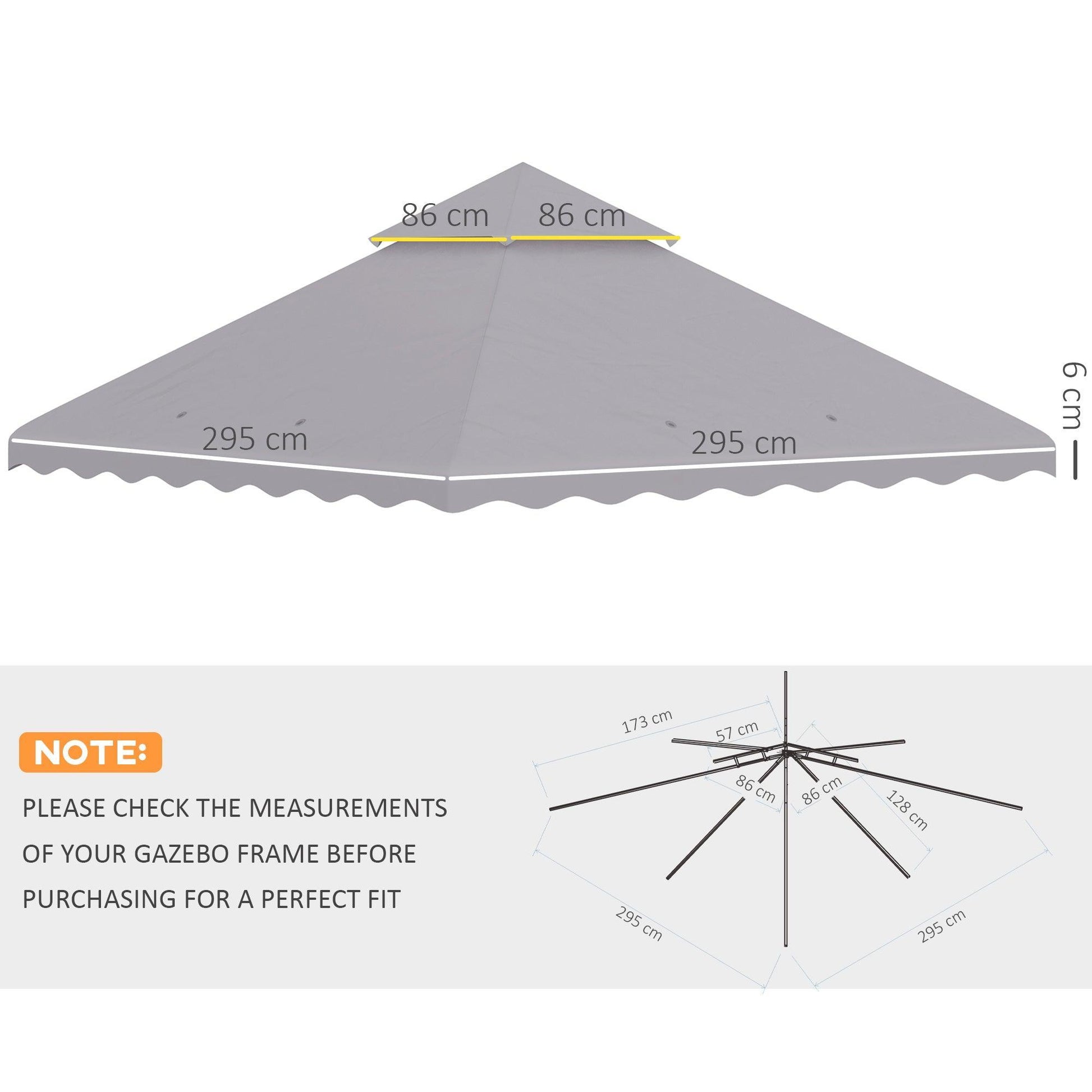 Outsunny 3x3 Gazebo Canopy Top - Light Grey - ALL4U RETAILER LTD