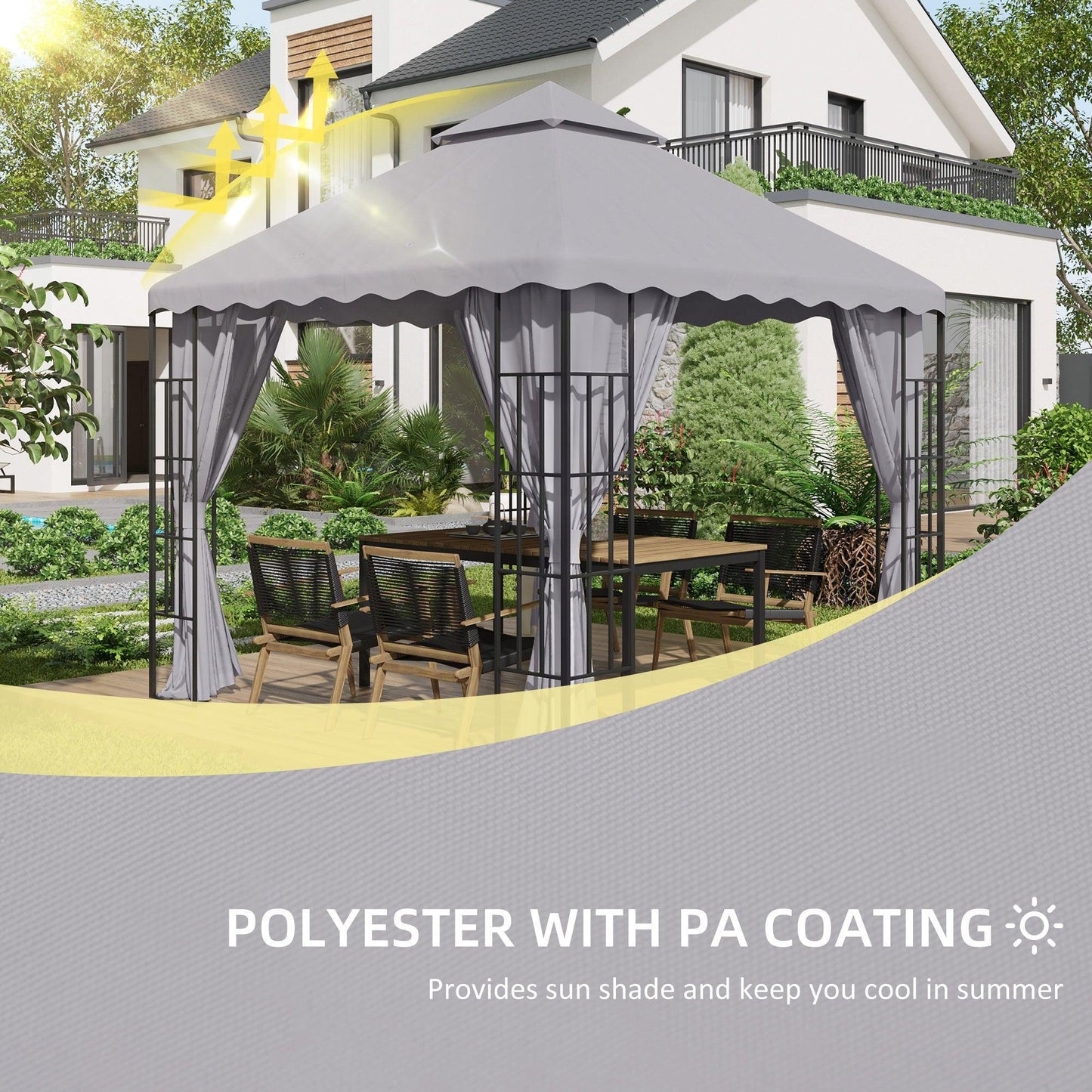 Outsunny 3x3 Gazebo Canopy Top - Light Grey - ALL4U RETAILER LTD