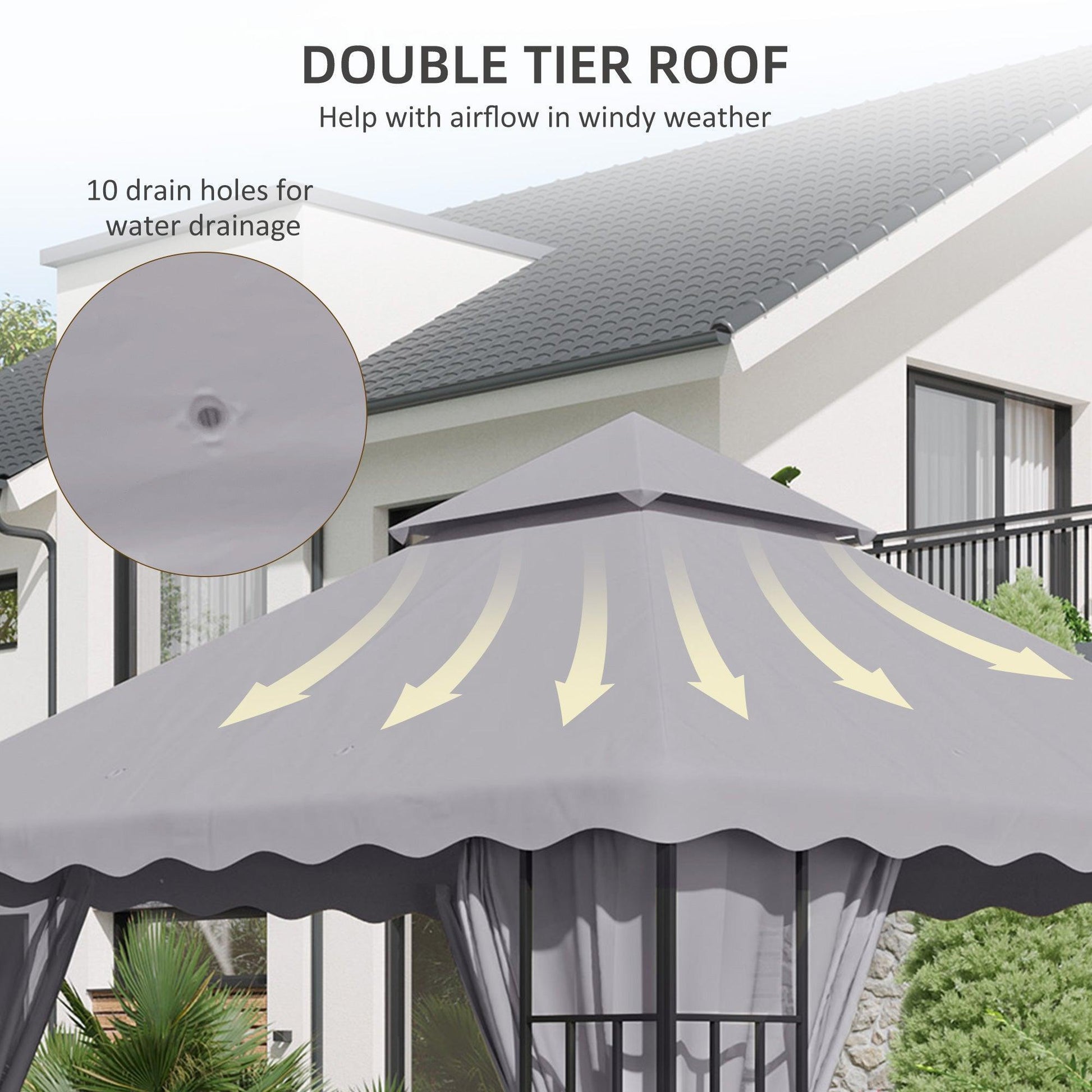 Outsunny 3x3 Gazebo Canopy Top - Light Grey - ALL4U RETAILER LTD