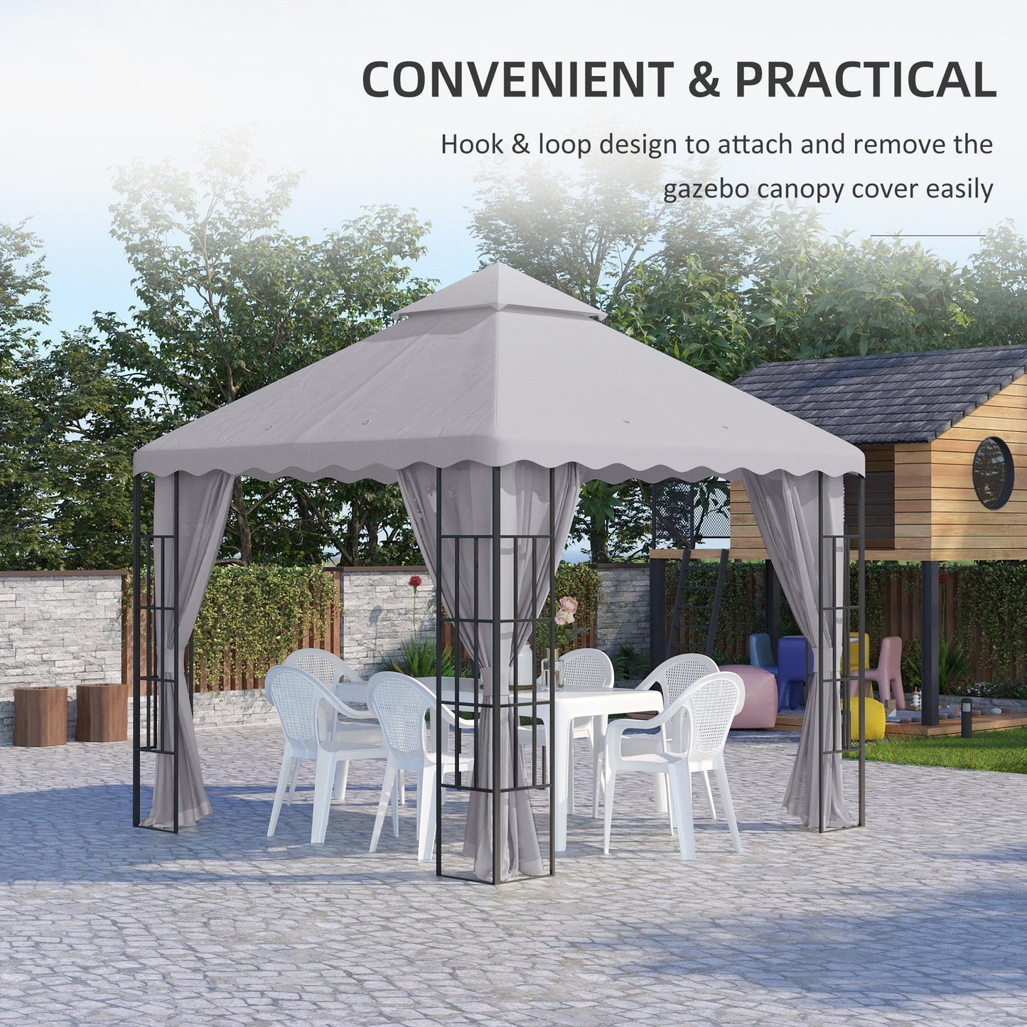 Outsunny 3x3 Gazebo Canopy Top - Light Grey - ALL4U RETAILER LTD