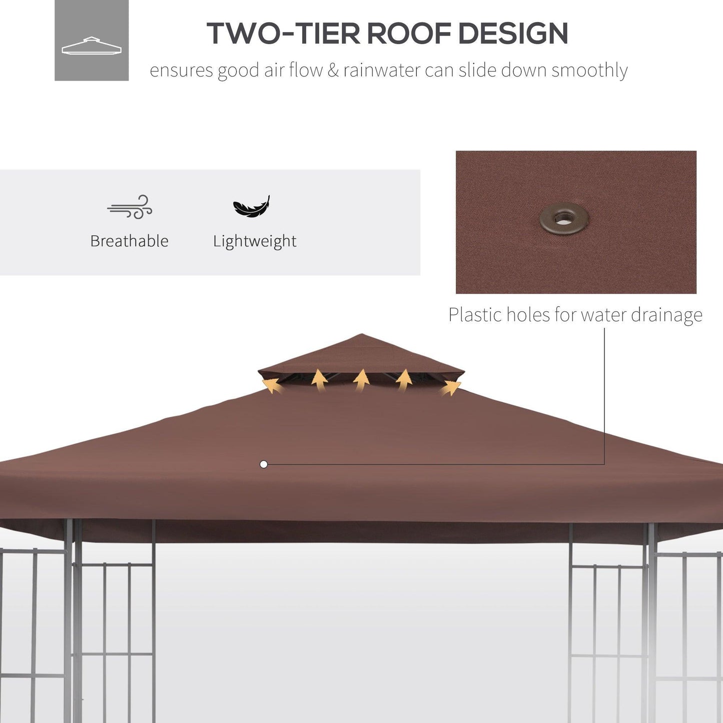 Outsunny 3x3(m) Canopy Top Replacement - Coffee - ALL4U RETAILER LTD