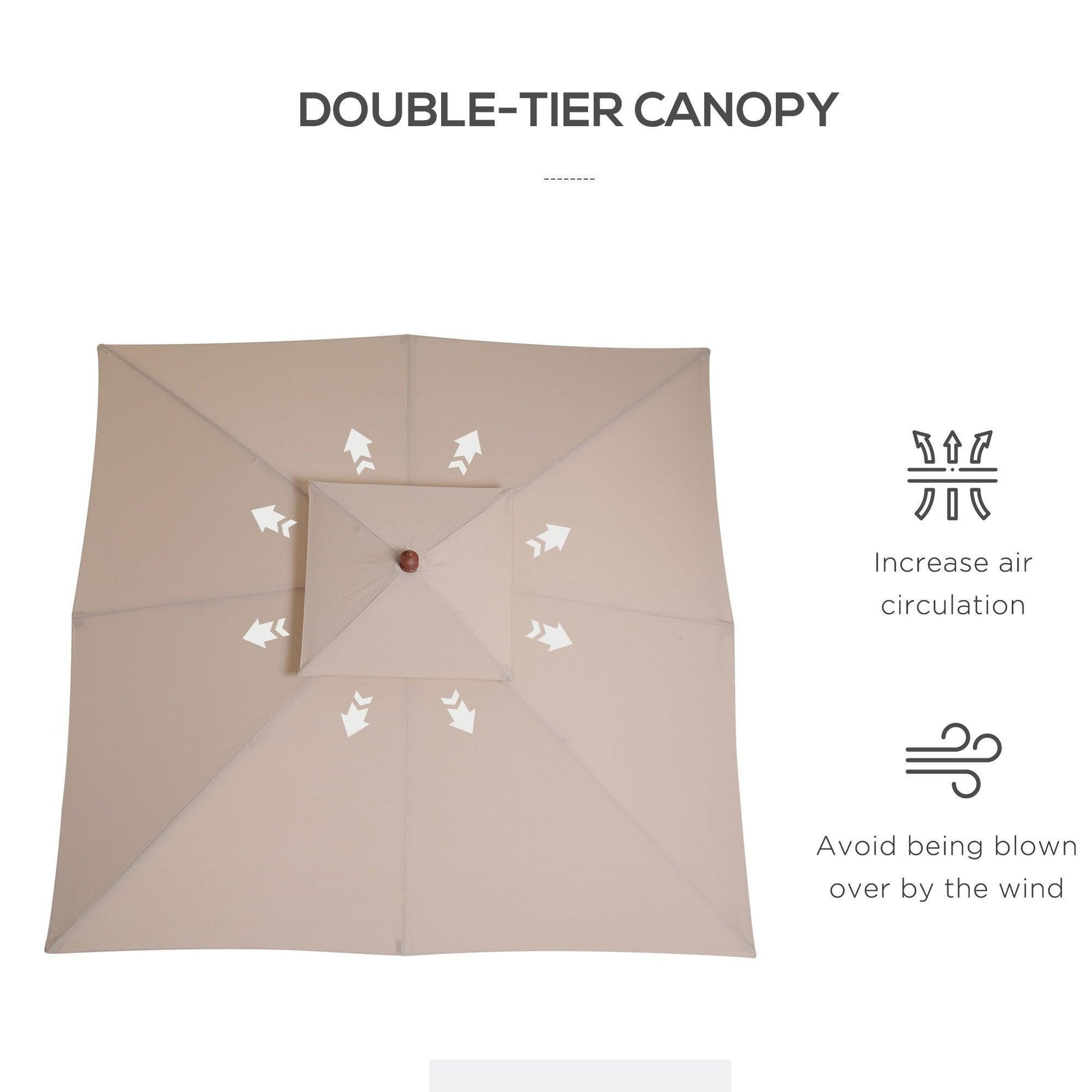 Outsunny 3x3M Beige Parasol - ALL4U RETAILER LTD