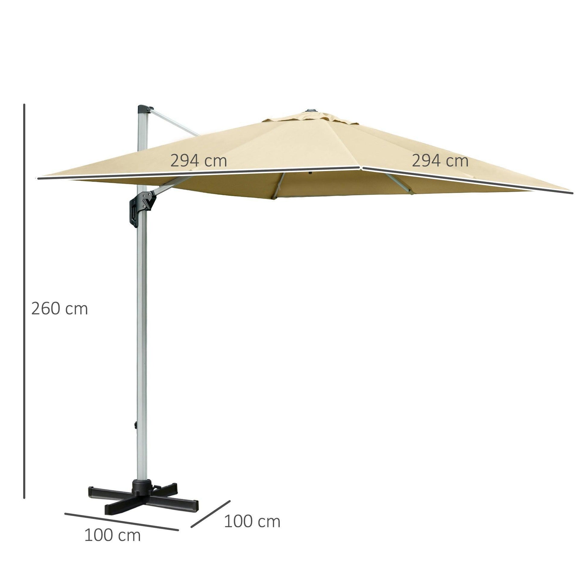 Outsunny 3x3m Cantilever Parasol - Crank & Tilt - ALL4U RETAILER LTD