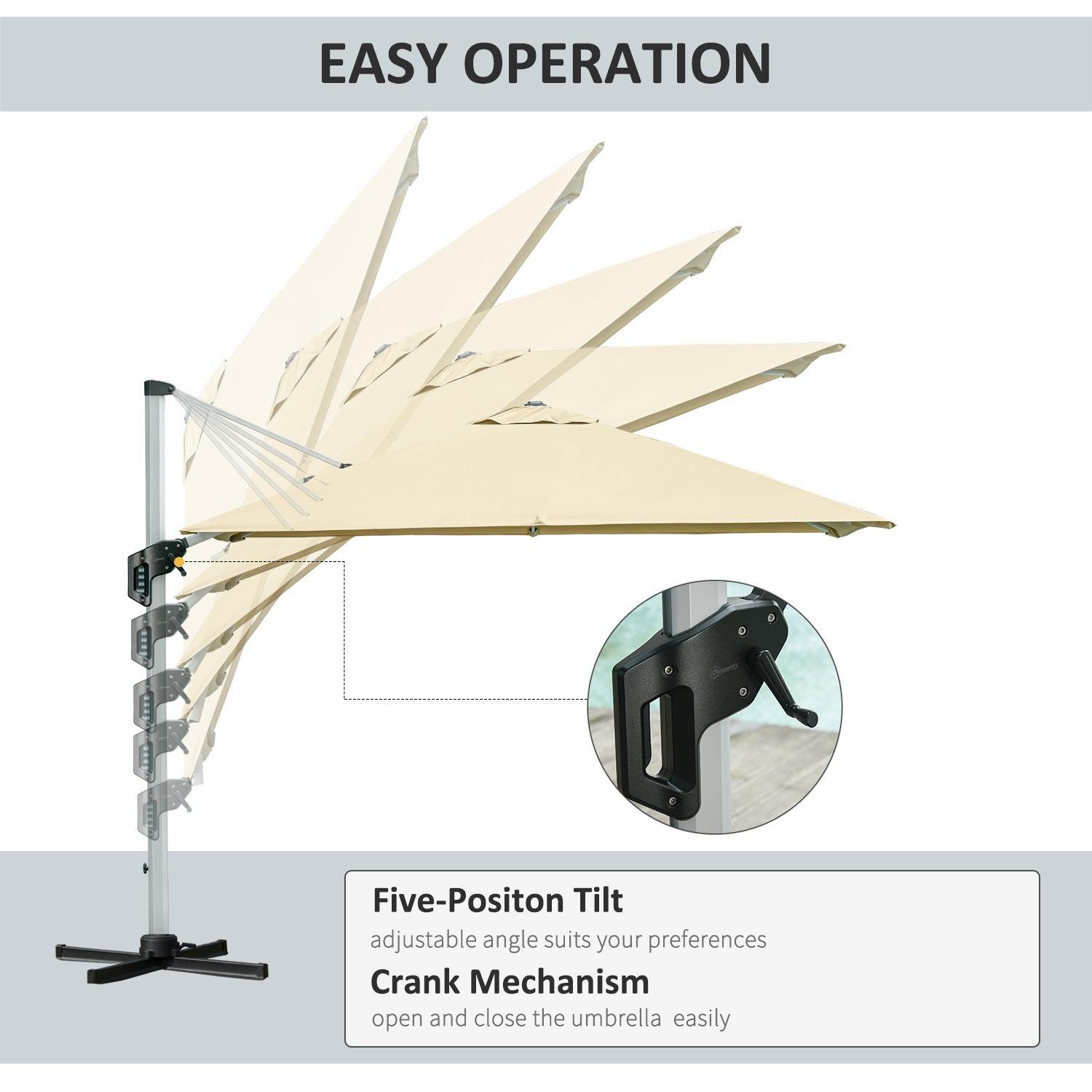 Outsunny 3x3m Cantilever Parasol - Crank & Tilt - ALL4U RETAILER LTD