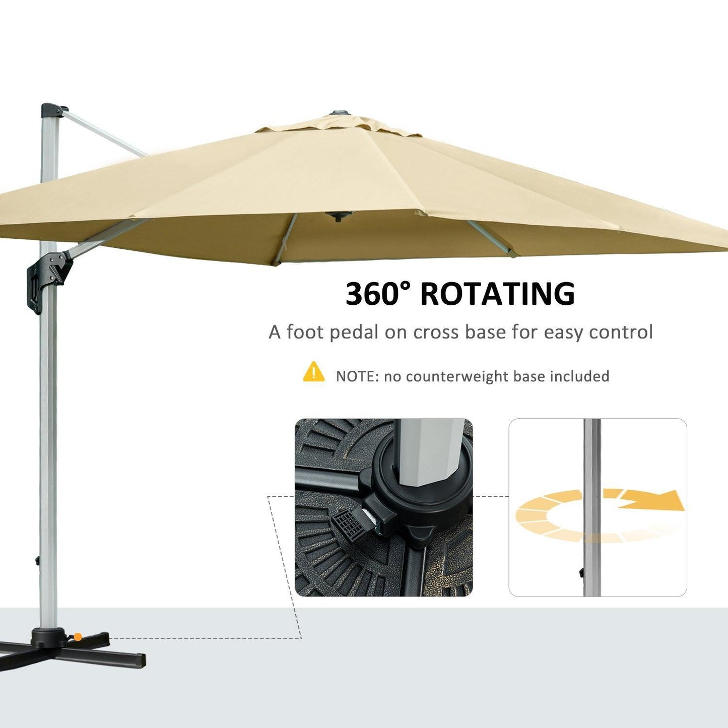 Outsunny 3x3m Cantilever Parasol - Crank & Tilt - ALL4U RETAILER LTD