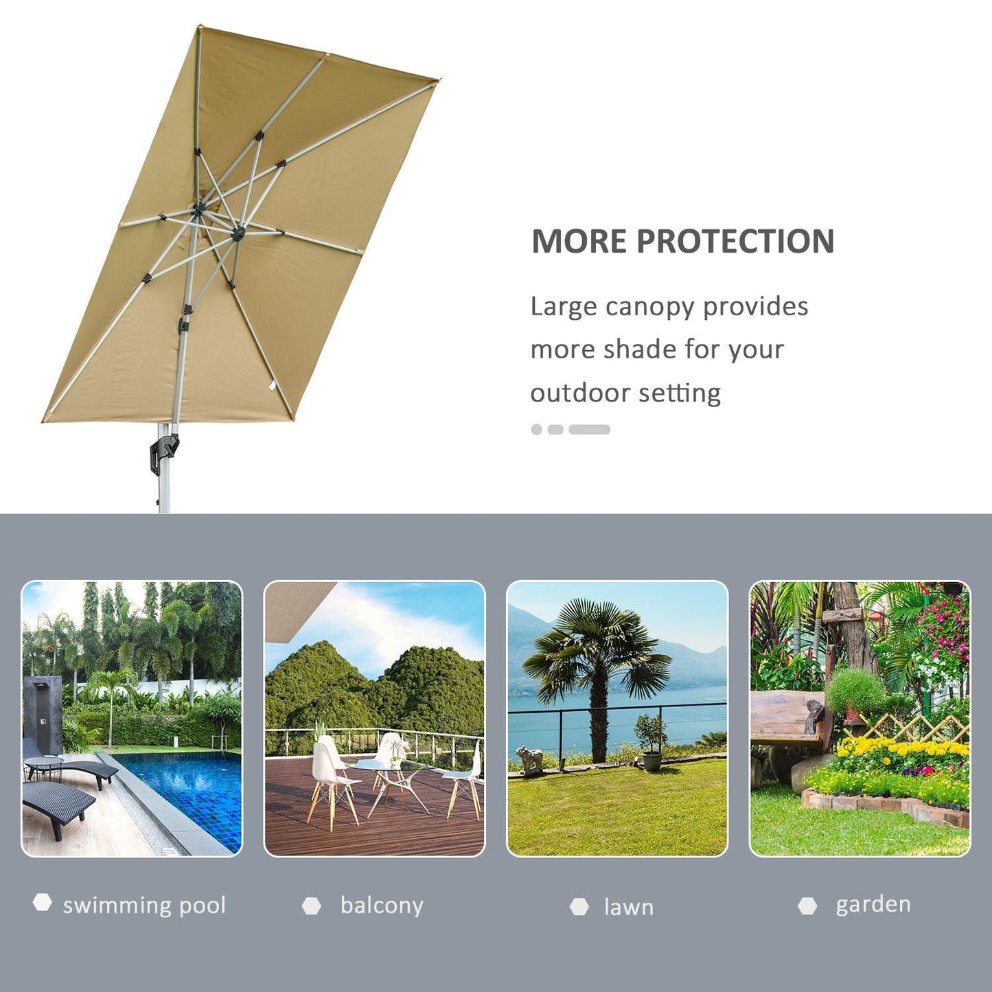 Outsunny 3x3m Cantilever Parasol - Crank & Tilt - ALL4U RETAILER LTD