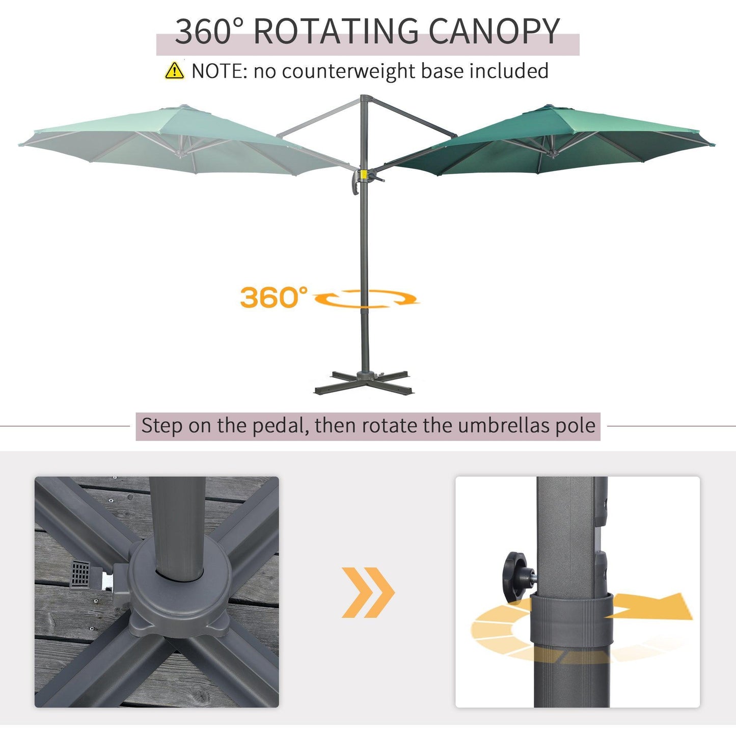 Outsunny 3x3m Cantilever Parasol - Crank Handle, Tilt, 360° Rotation - ALL4U RETAILER LTD