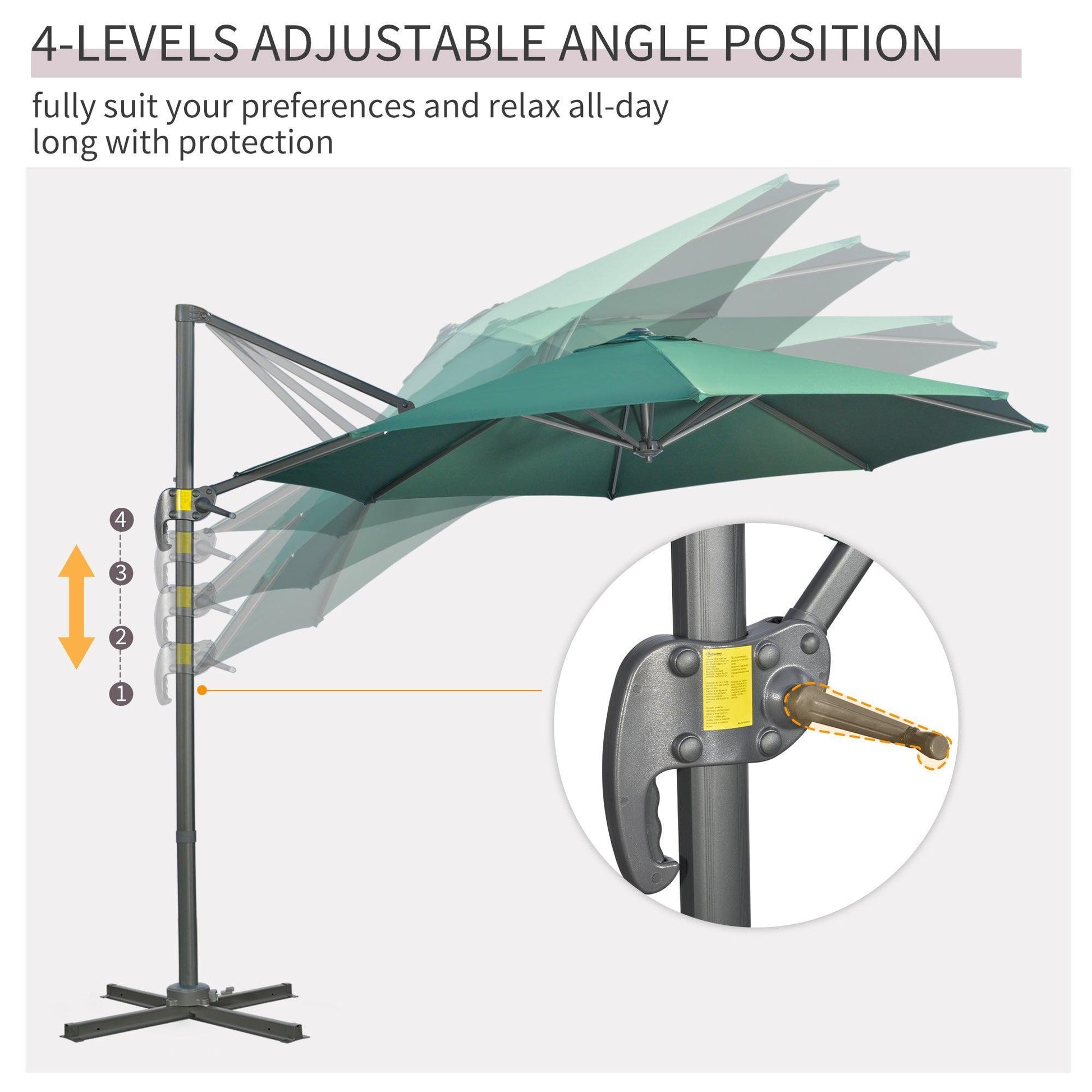 Outsunny 3x3m Cantilever Parasol - Crank Handle, Tilt, 360° Rotation - ALL4U RETAILER LTD