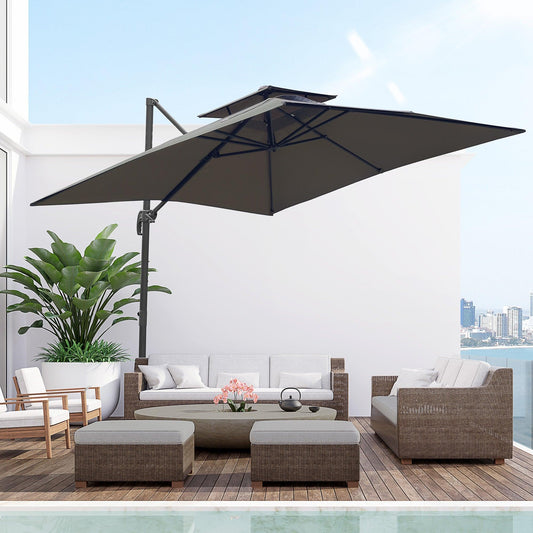 Outsunny 3x3m Cantilever Parasol with Crank & Tilt - ALL4U RETAILER LTD