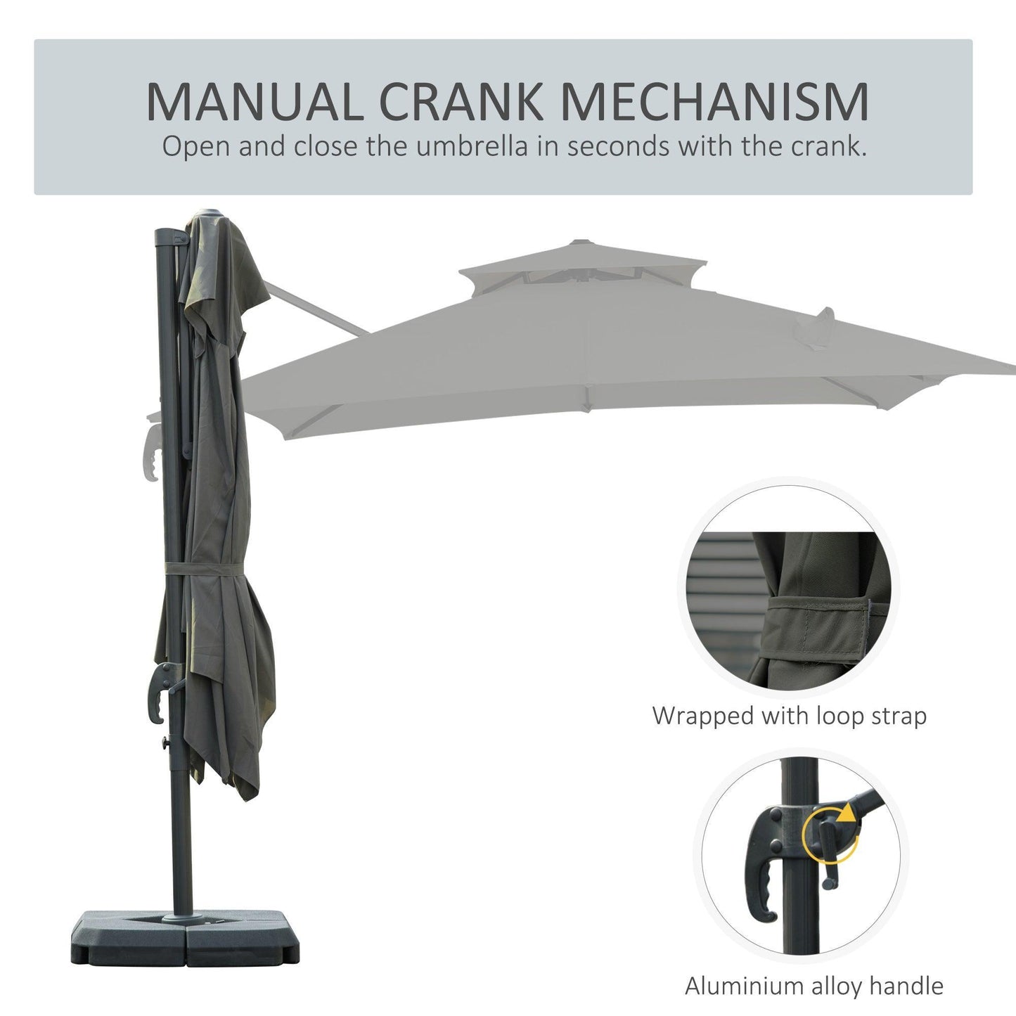 Outsunny 3x3m Cantilever Parasol with Crank & Tilt - ALL4U RETAILER LTD