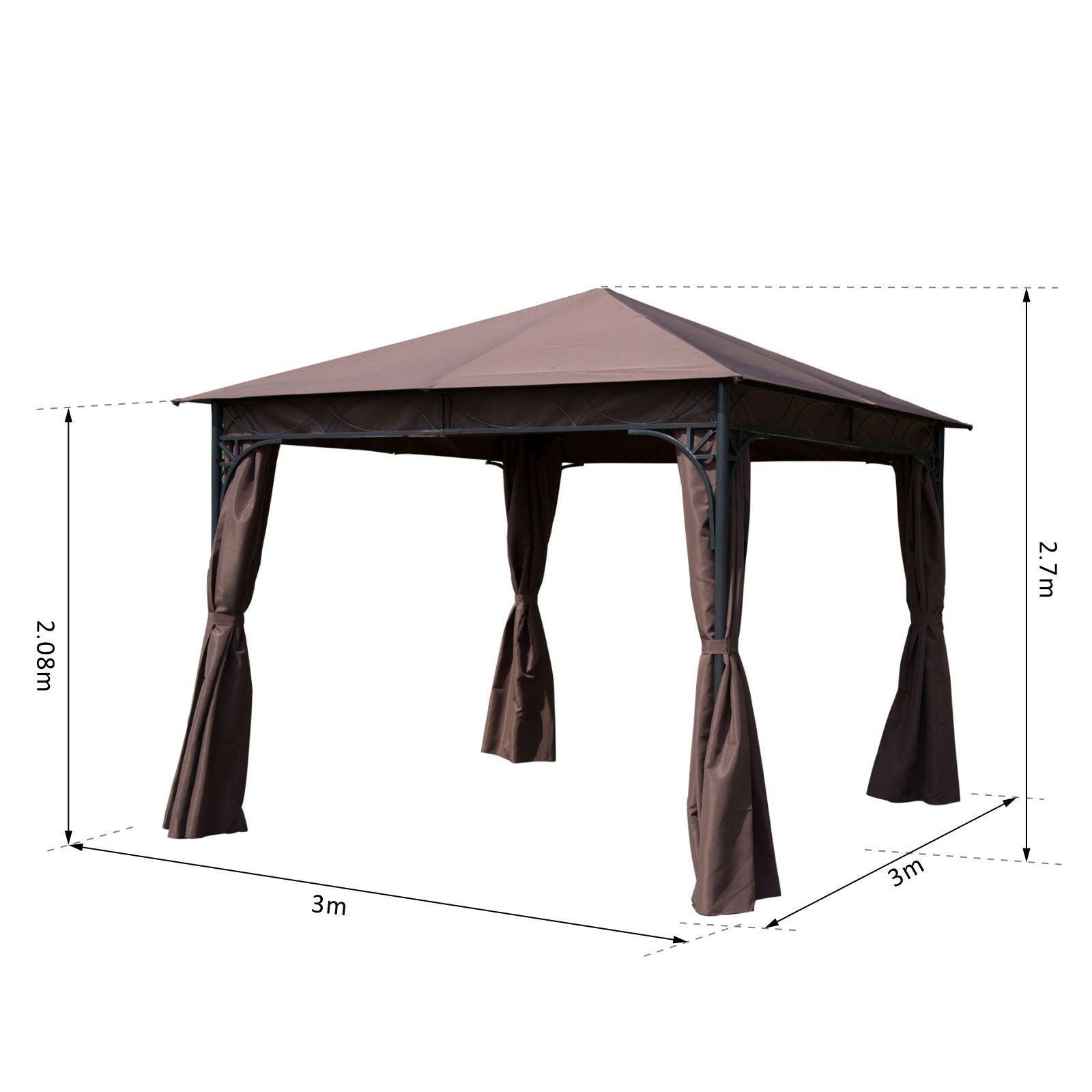 Outsunny 3x3m Coffee Gazebo Pavilion - ALL4U RETAILER LTD