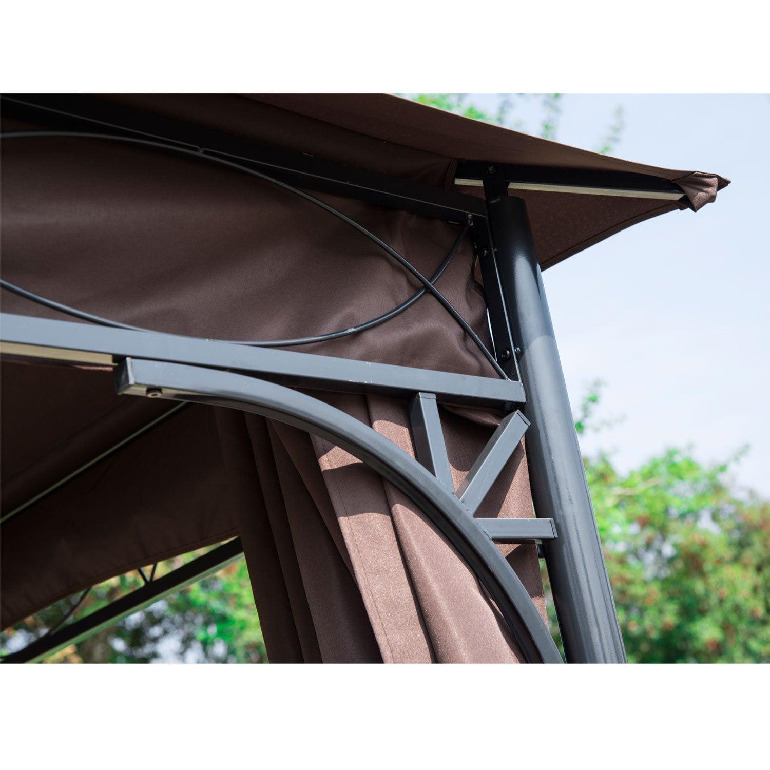 Outsunny 3x3m Coffee Gazebo Pavilion - ALL4U RETAILER LTD