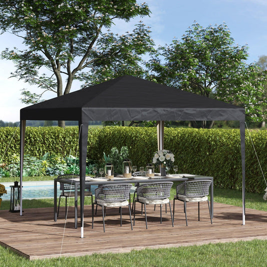 Outsunny 3x3m Garden Gazebo - Black Canopy - ALL4U RETAILER LTD