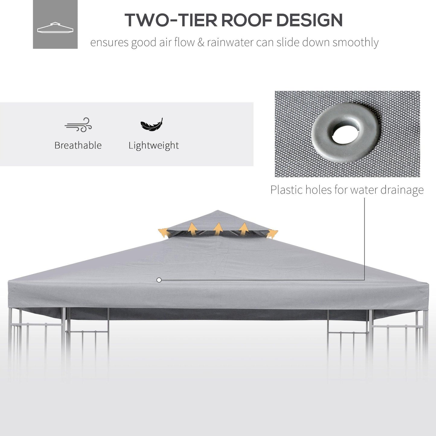 Outsunny 3x3m Gazebo Canopy - Light Grey - ALL4U RETAILER LTD