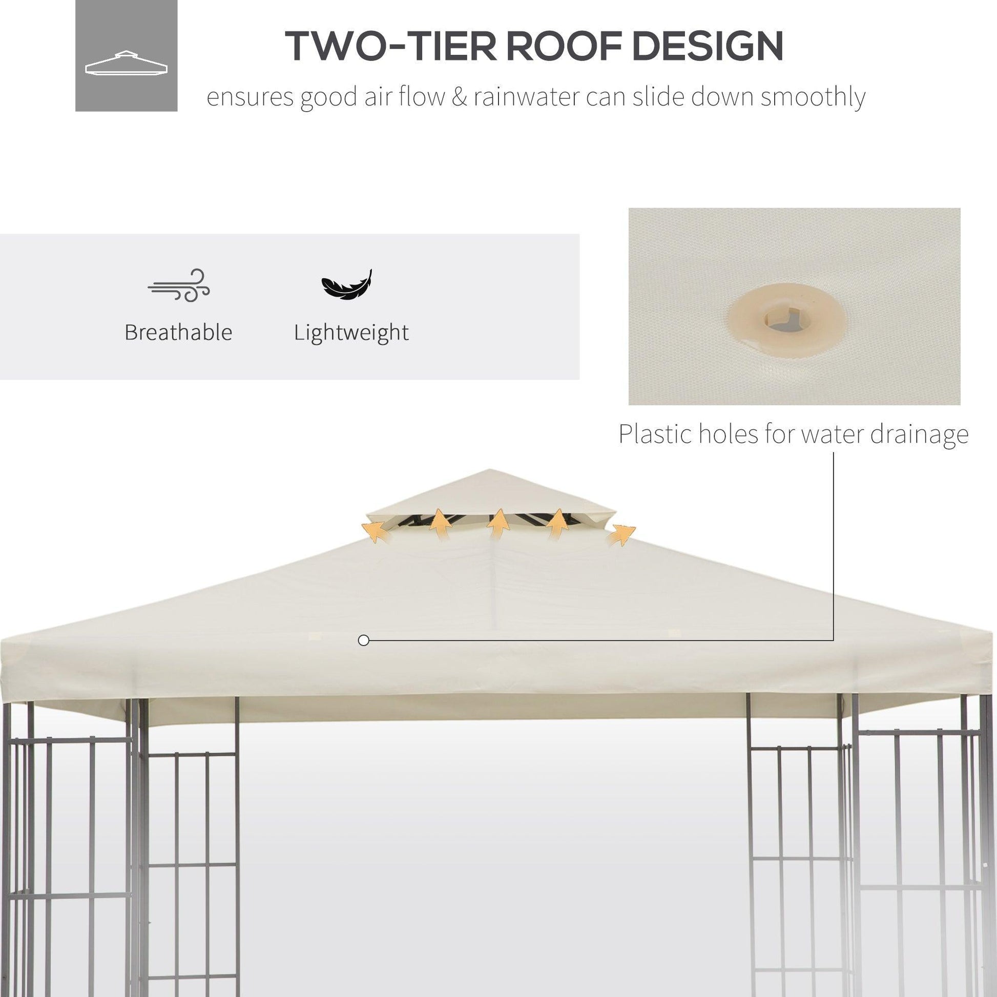 Outsunny 3x3m Gazebo Canopy Roof Top Replacement Cover - ALL4U RETAILER LTD