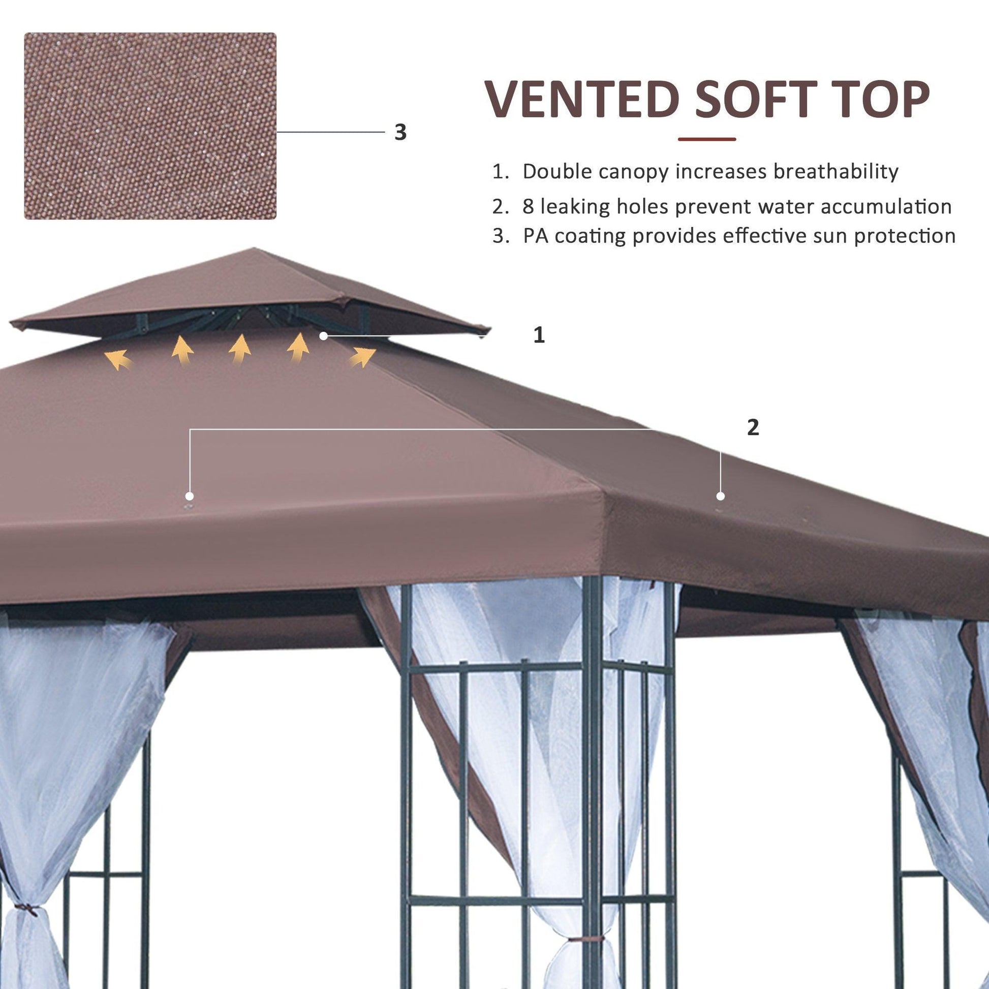 Outsunny 3x3m Gazebo in Coffee - ALL4U RETAILER LTD