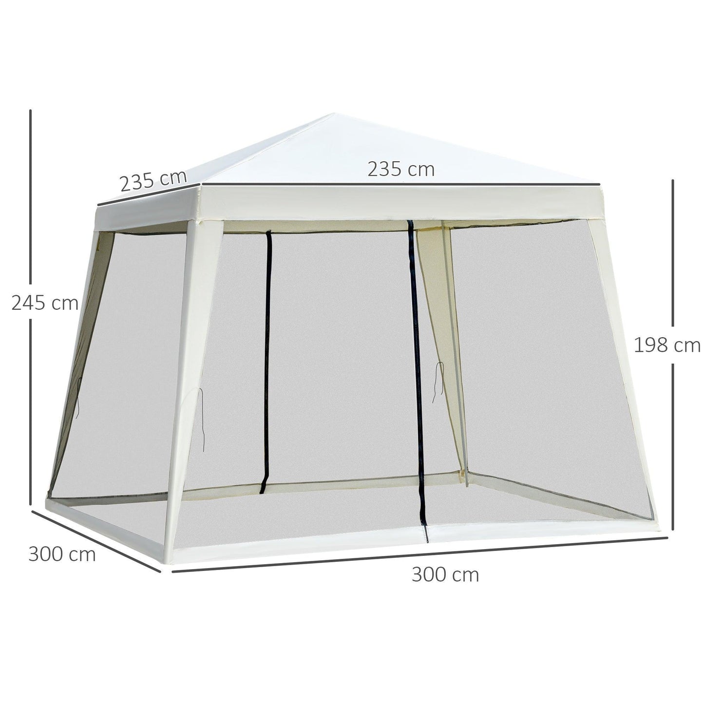 Outsunny 3x3m Gazebo Tent - Cream White + Mesh Screen - ALL4U RETAILER LTD