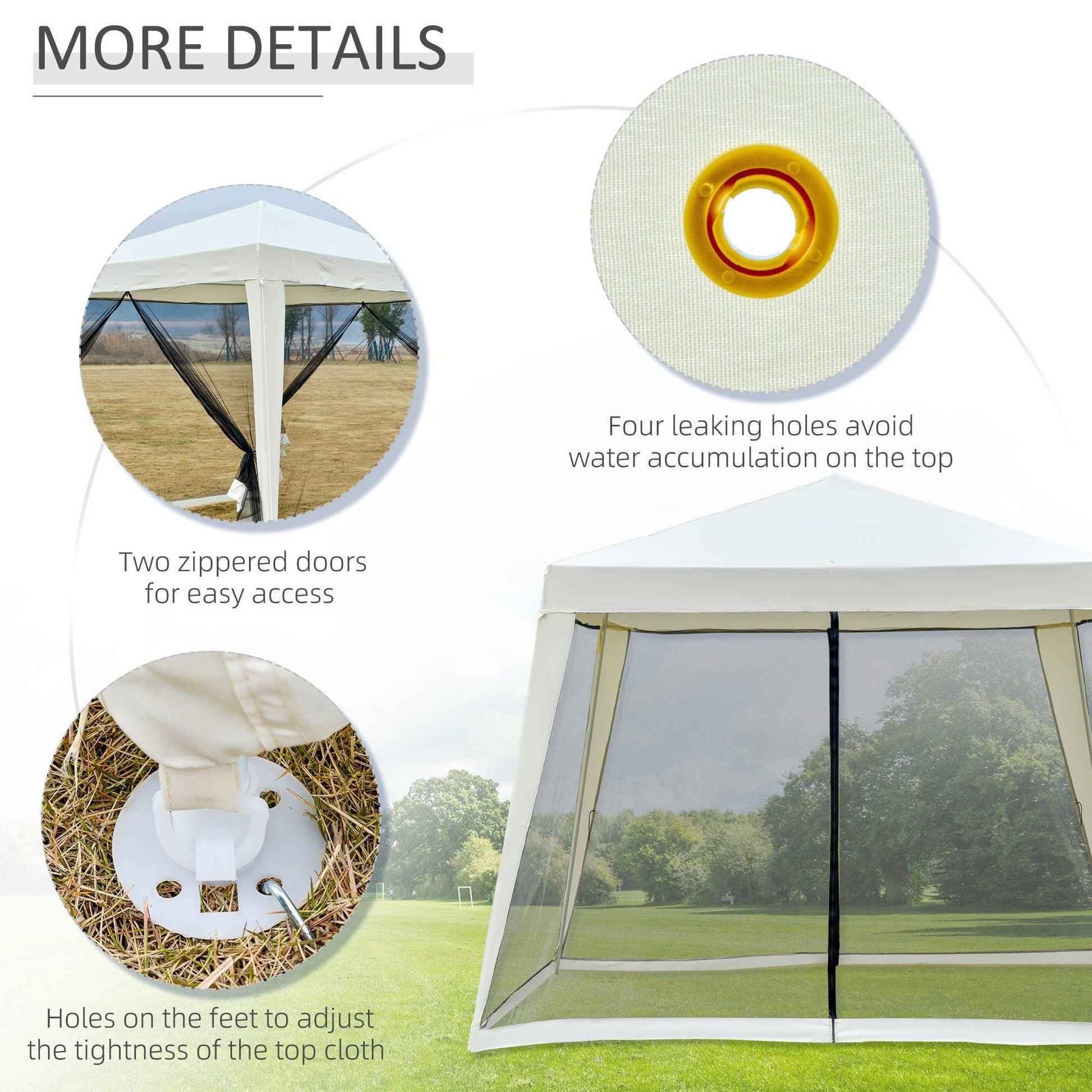 Outsunny 3x3m Gazebo Tent - Cream White + Mesh Screen - ALL4U RETAILER LTD