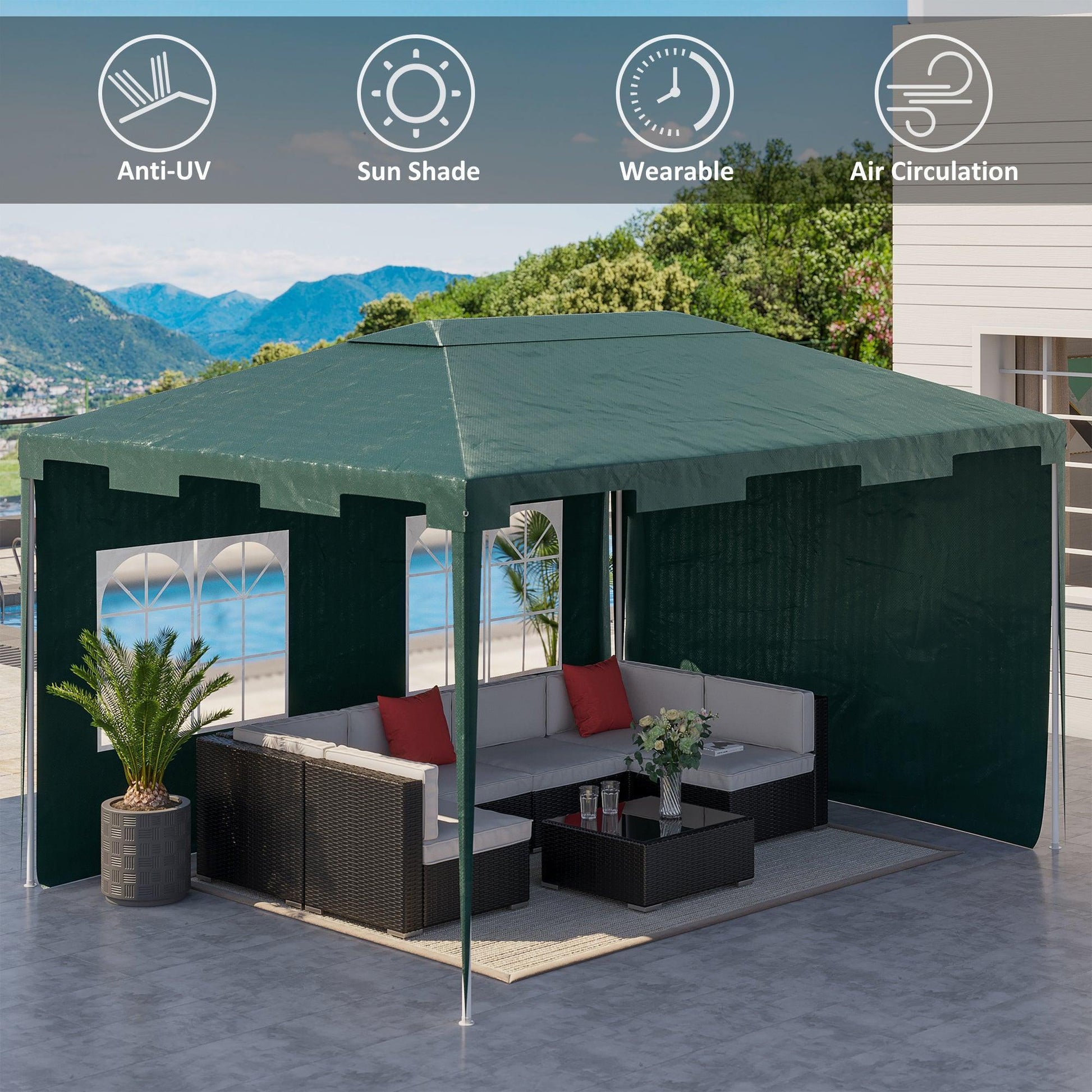 Outsunny 3x4m Garden Gazebo - Green - ALL4U RETAILER LTD