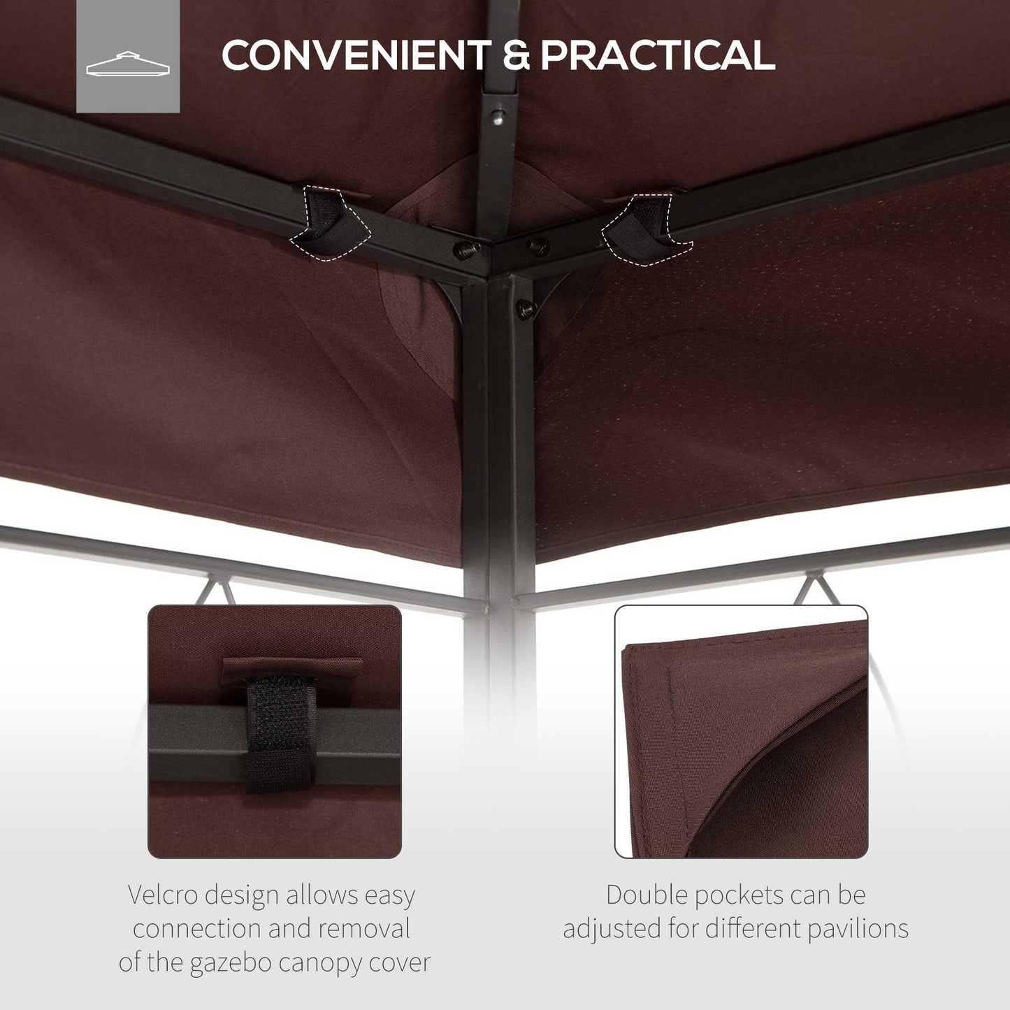 Outsunny 3x4m Gazebo Replacement Roof Canopy 2 Tier - Brown - ALL4U RETAILER LTD