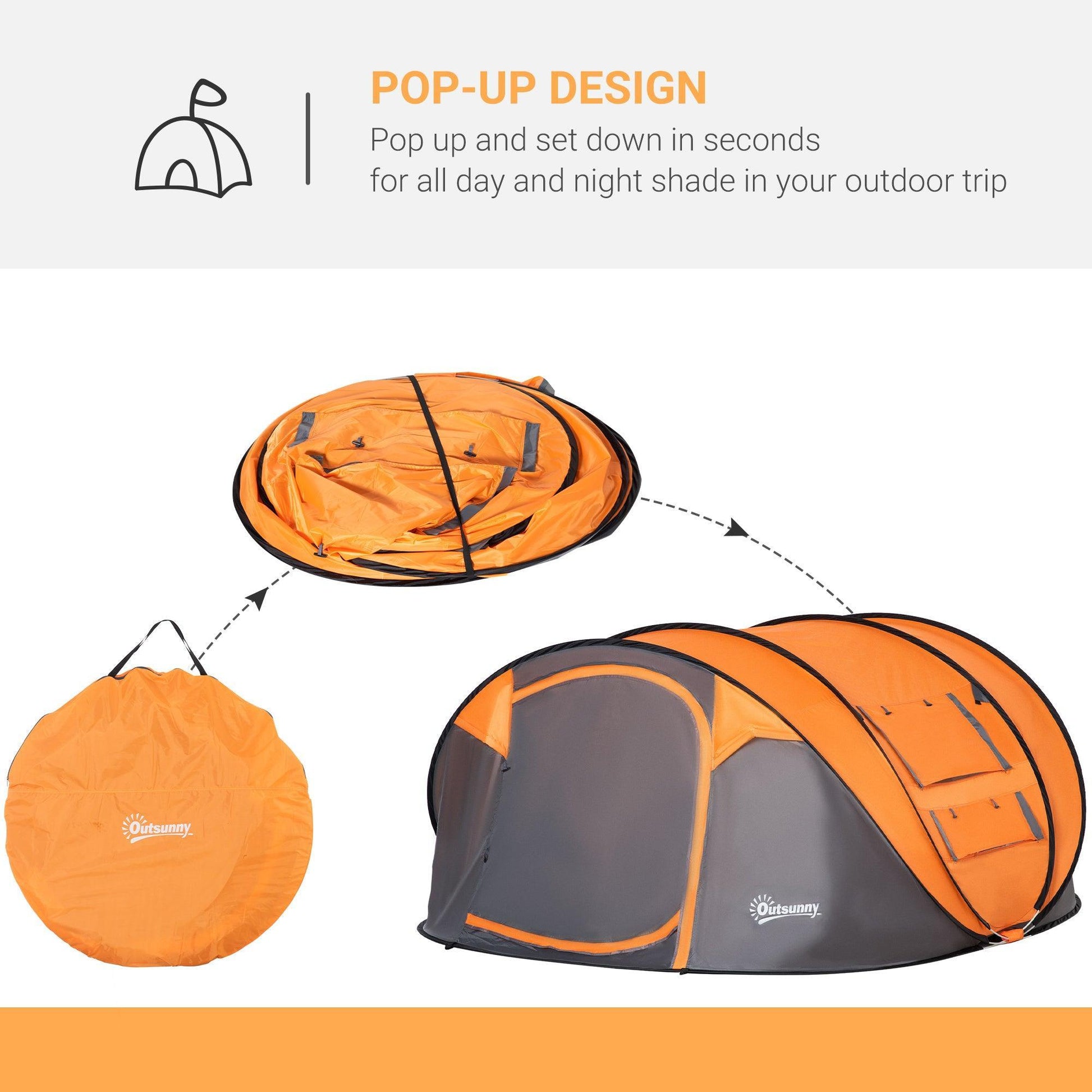 Outsunny 4-5 Person Pop-up Waterproof Camping Tent - ALL4U RETAILER LTD