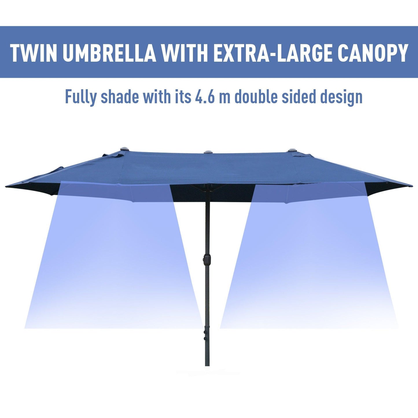 Outsunny 4.6m Outdoor Sun Umbrella - Blue - ALL4U RETAILER LTD