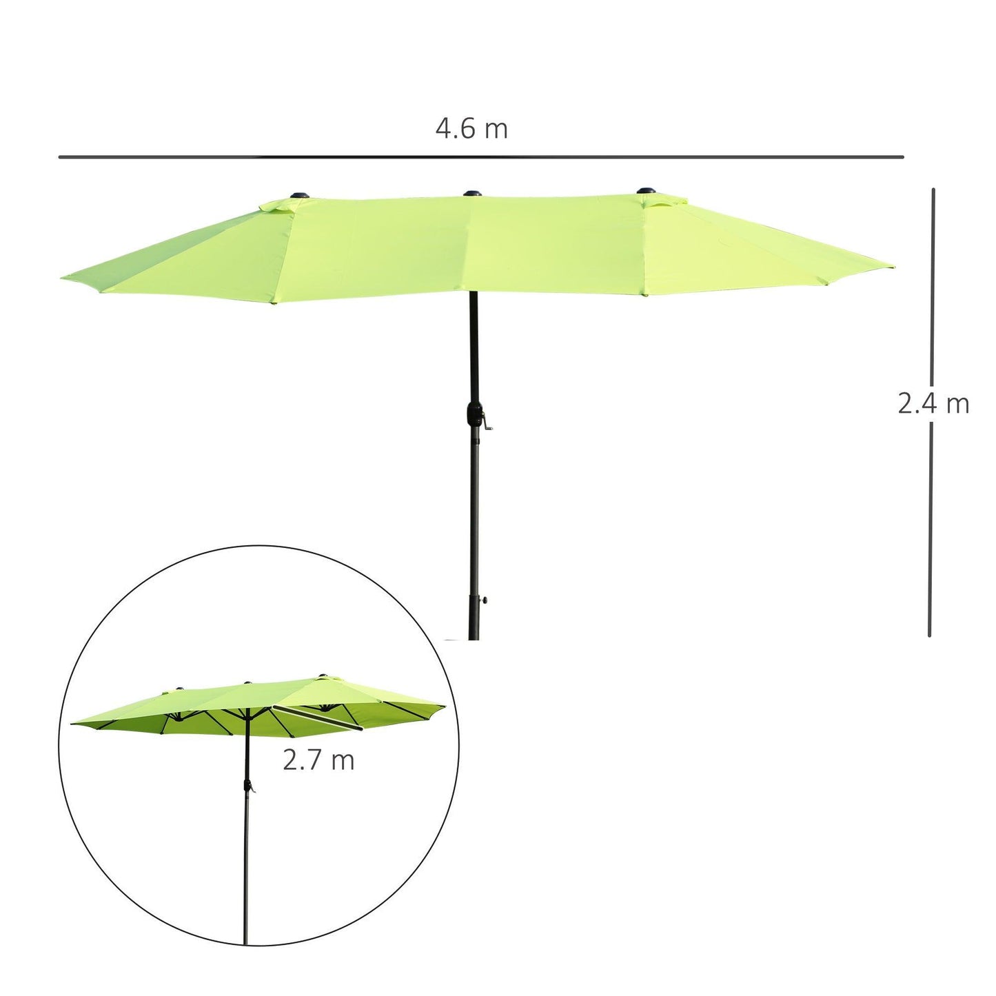 Outsunny 4.6m Patio Sun Umbrella - Green - ALL4U RETAILER LTD