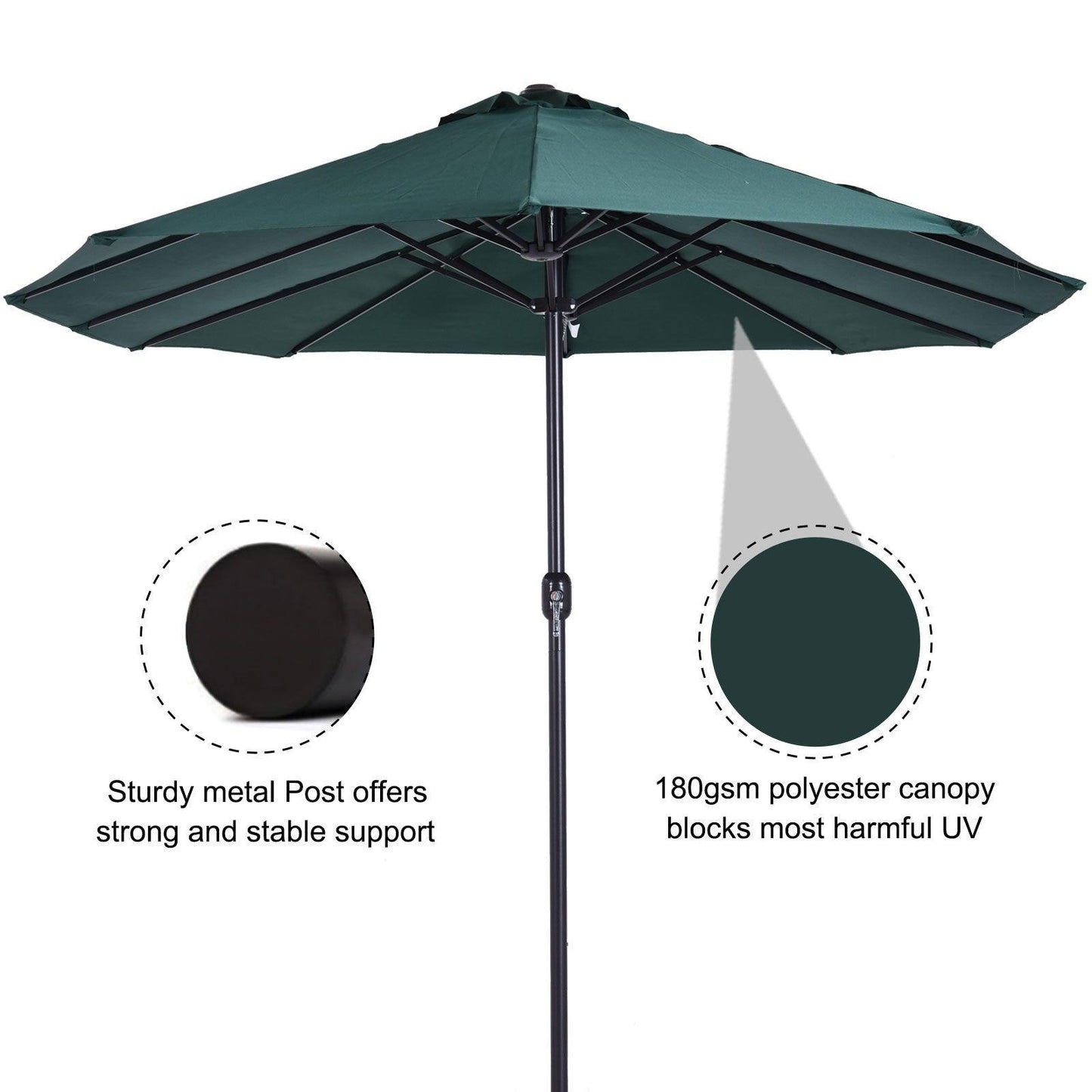 Outsunny 4.6m Patio Umbrella - Green - ALL4U RETAILER LTD