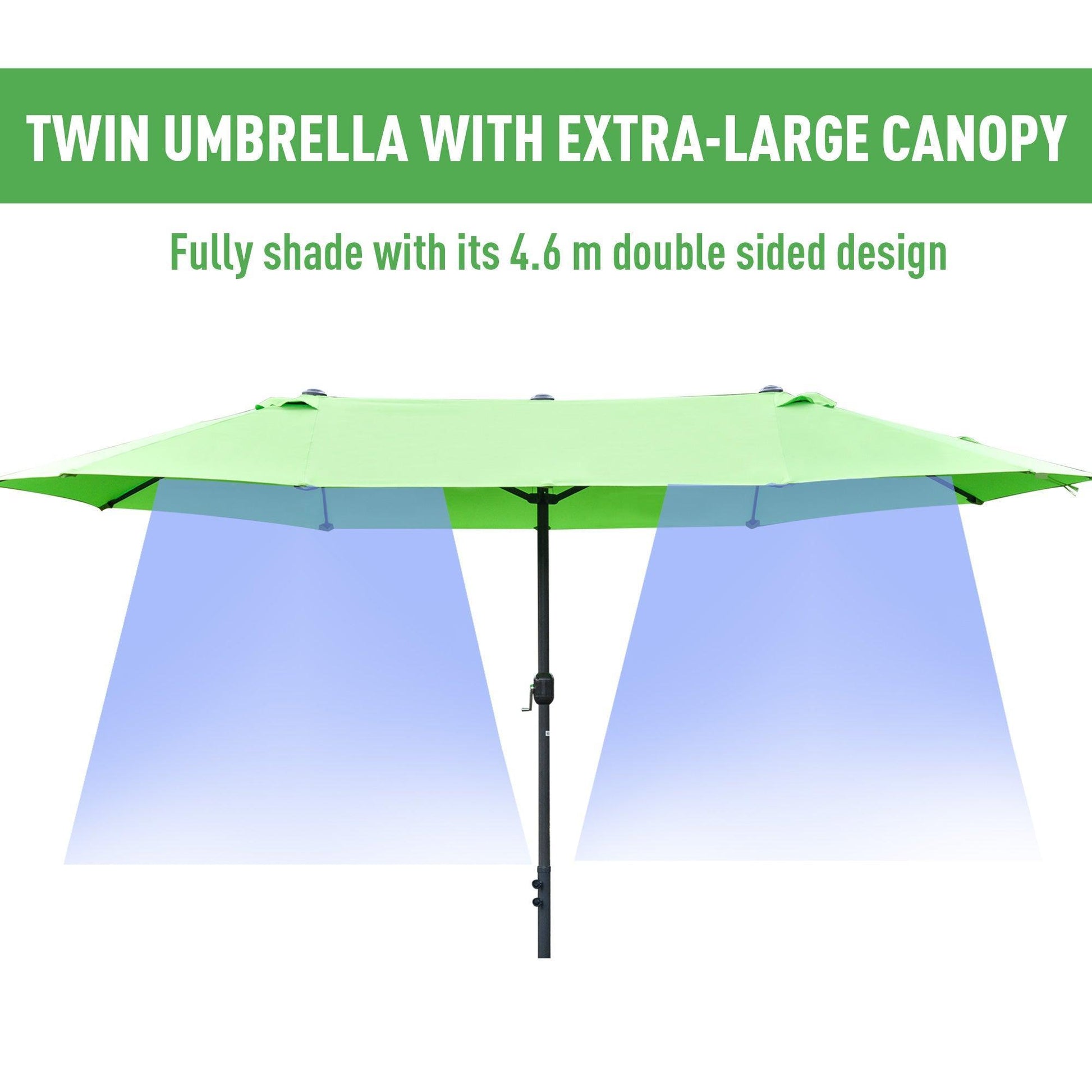 Outsunny 4.6m Sun Umbrella: Double-Sided, Green. - ALL4U RETAILER LTD