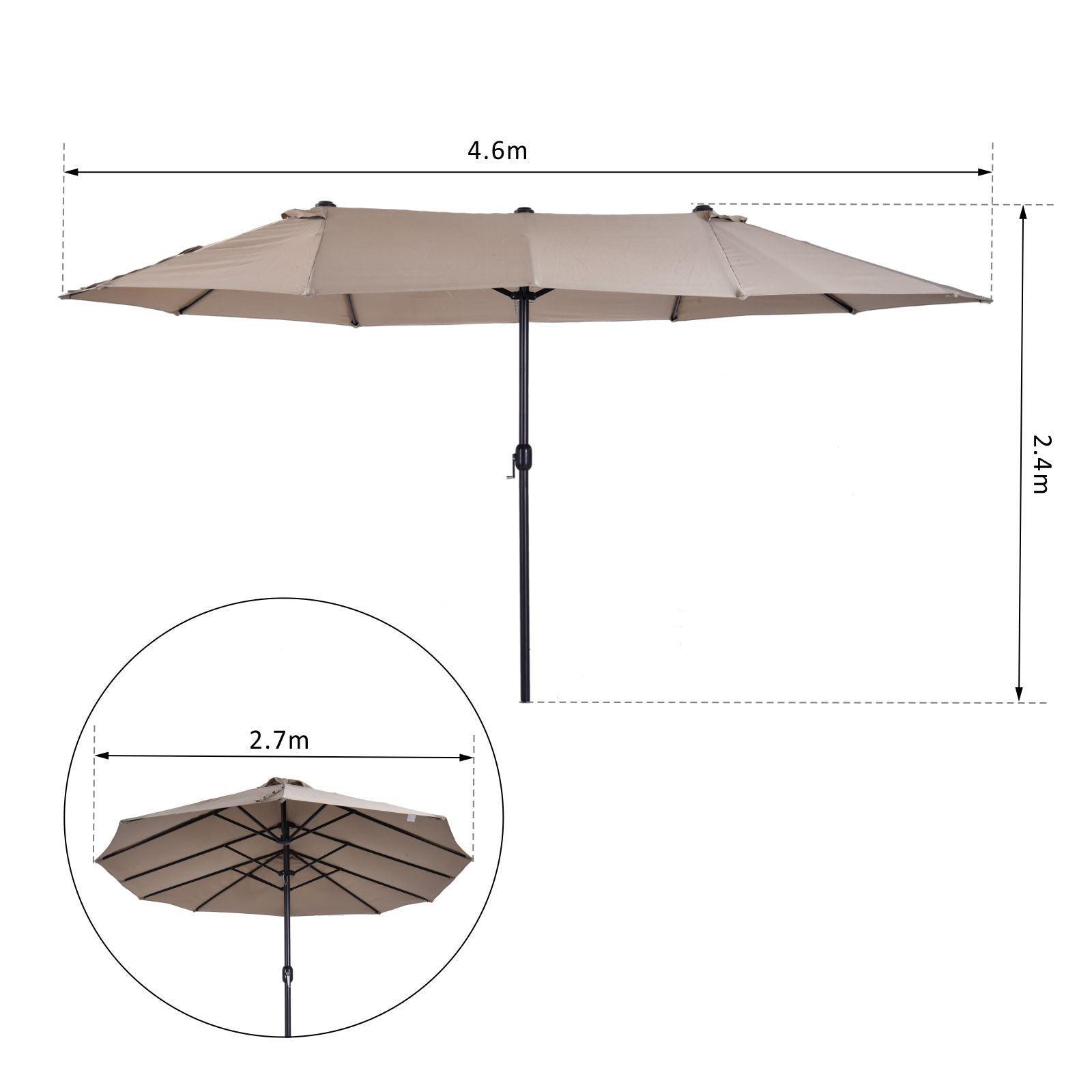 Outsunny 4.6m Tan Garden Umbrella - Double-Sided Sun Protection - ALL4U RETAILER LTD