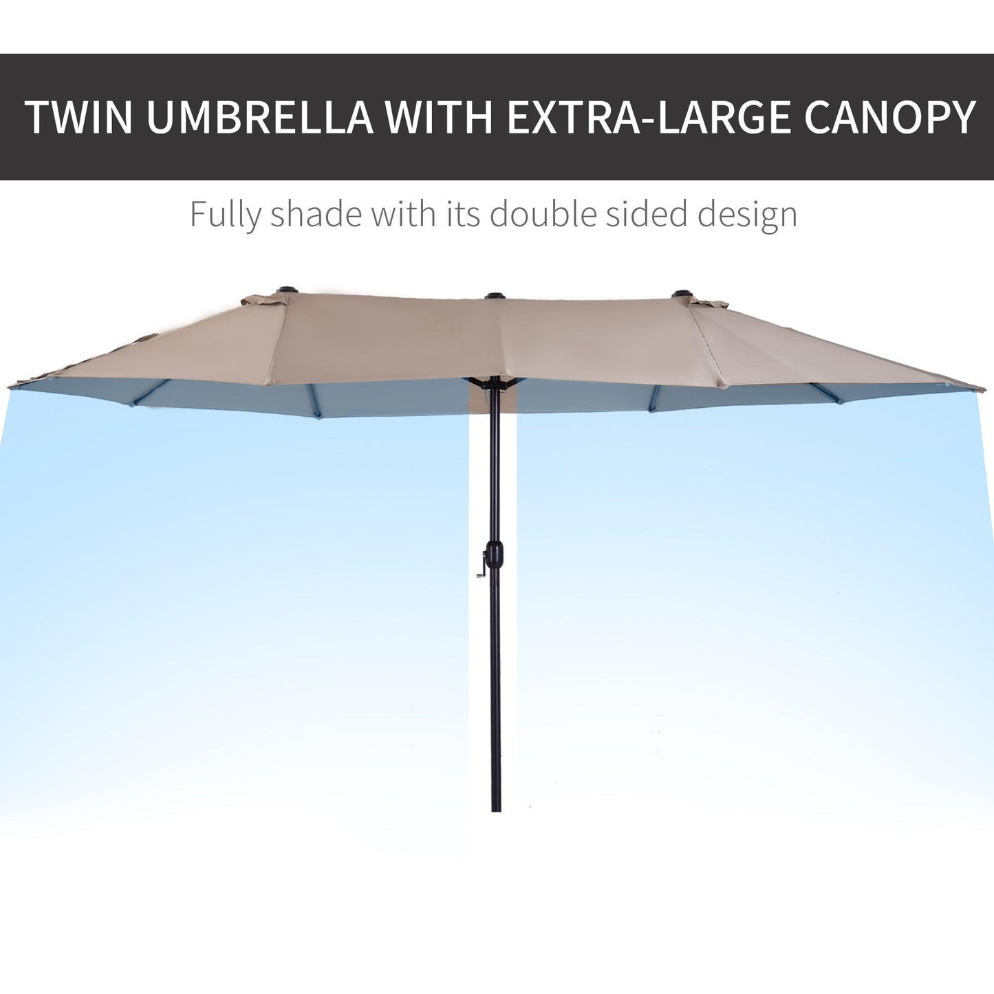 Outsunny 4.6m Tan Garden Umbrella - Double-Sided Sun Protection - ALL4U RETAILER LTD