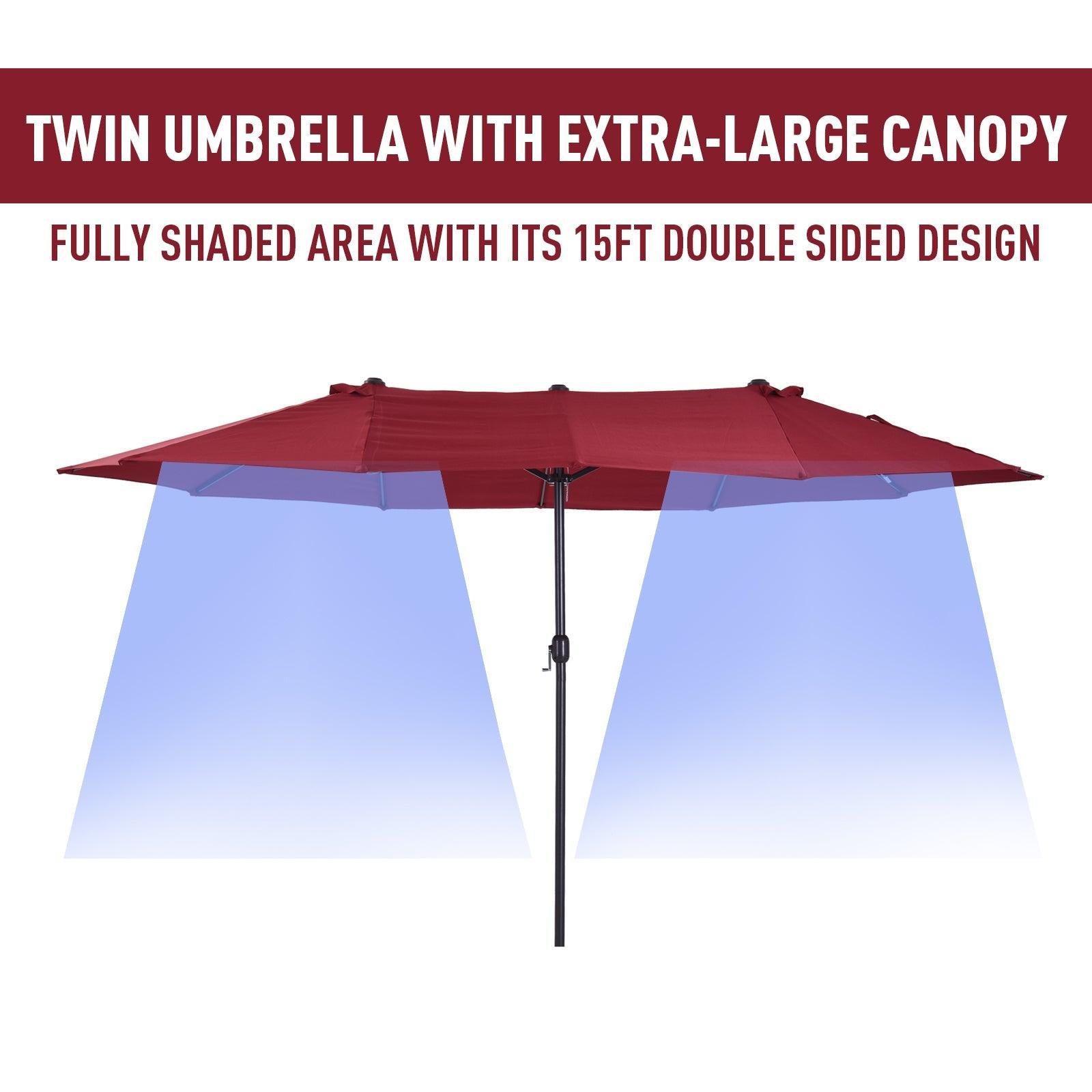 Outsunny 4.6m Wine Red Double-Sided Patio Umbrella - ALL4U RETAILER LTD