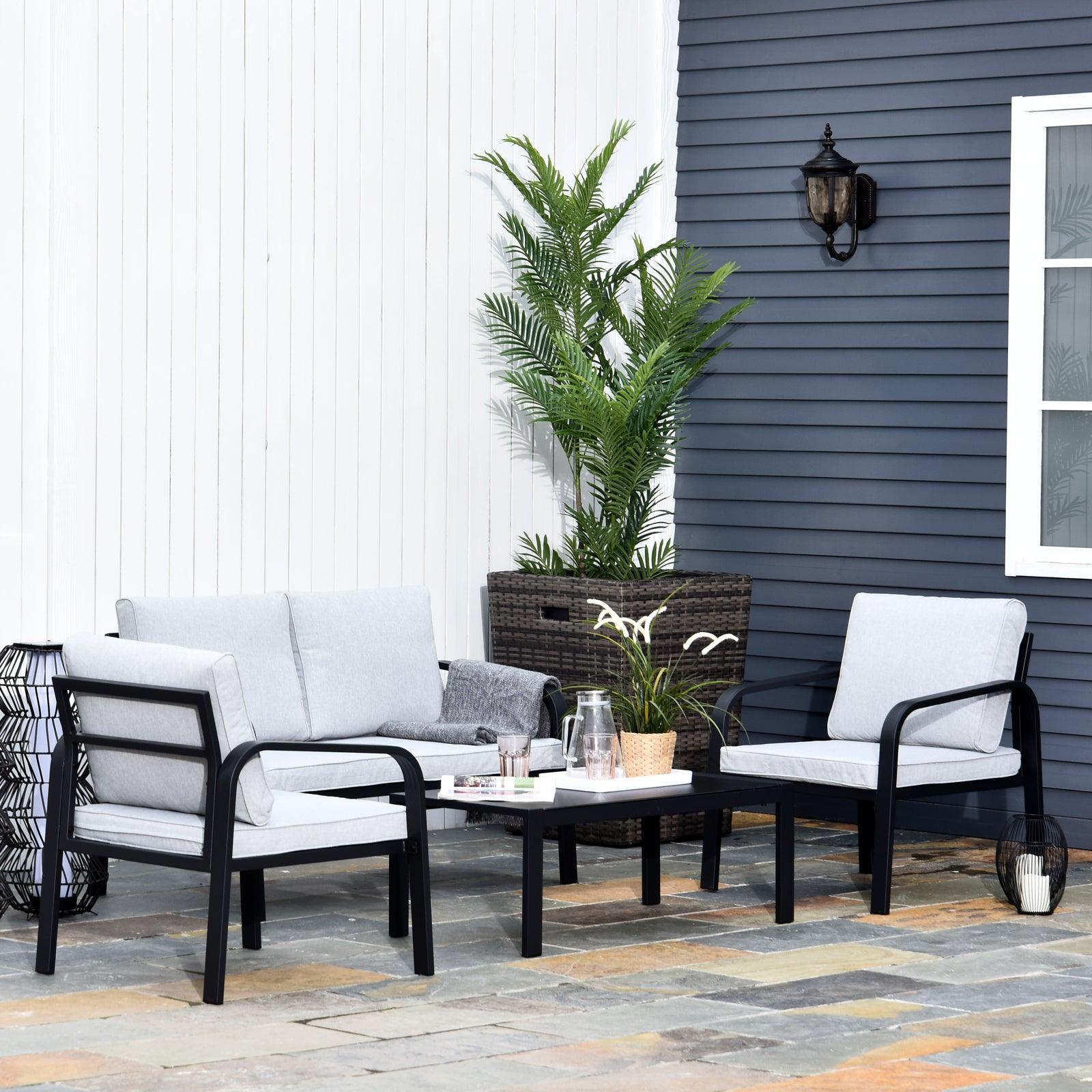 Outsunny 4-Pc Garden Dining Set: Stylish & Durable - ALL4U RETAILER LTD