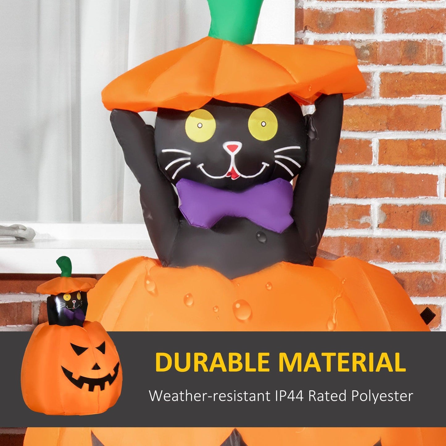 Outsunny 4ft Halloween Pumpkin w/ Lifting Cat - ALL4U RETAILER LTD