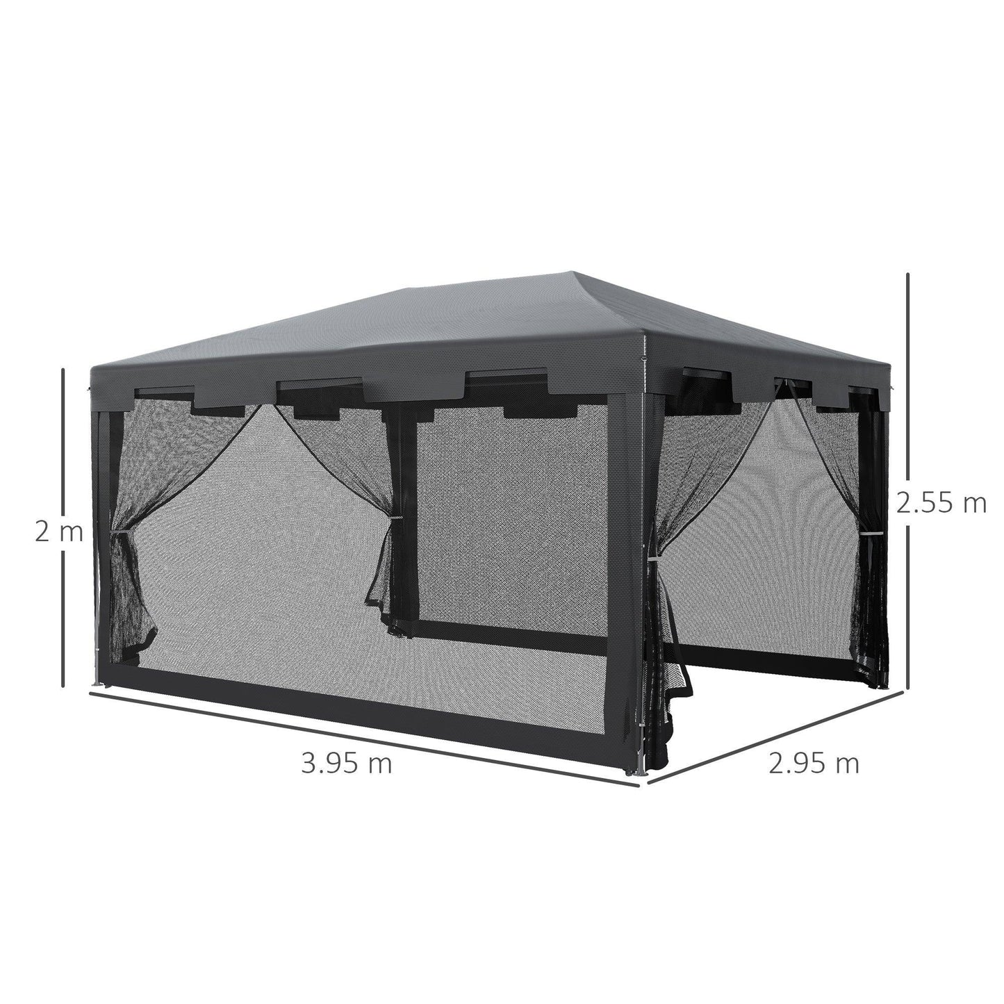 Outsunny 4x3 Gazebo Tent: Sun Shade with Mesh Sidewalls - ALL4U RETAILER LTD