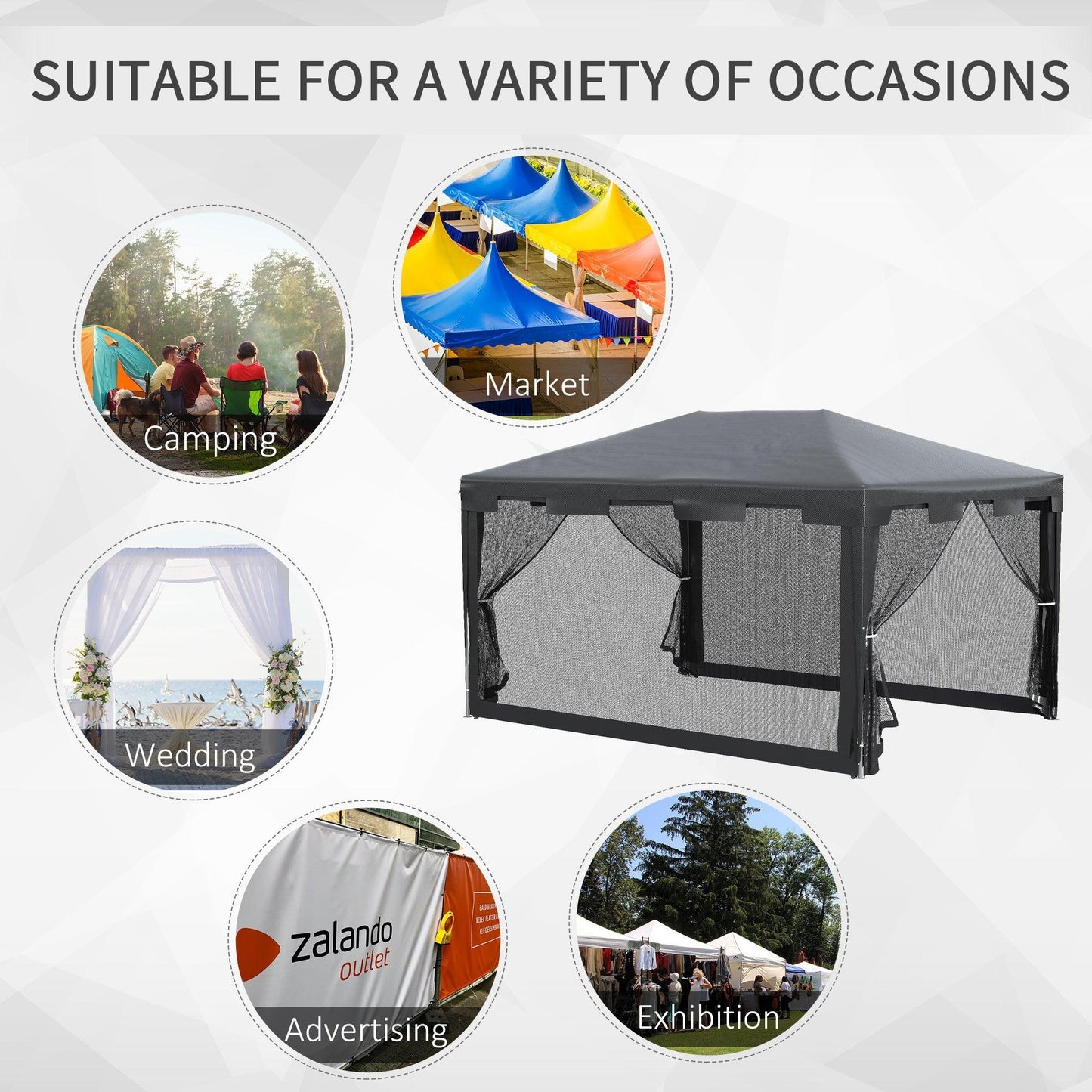 Outsunny 4x3 Gazebo Tent: Sun Shade with Mesh Sidewalls - ALL4U RETAILER LTD