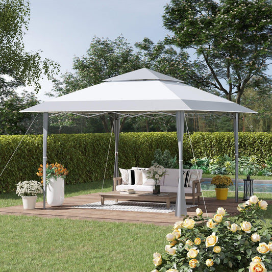 Outsunny 4x4m Steel Frame Pop-up Canopy Tent - ALL4U RETAILER LTD