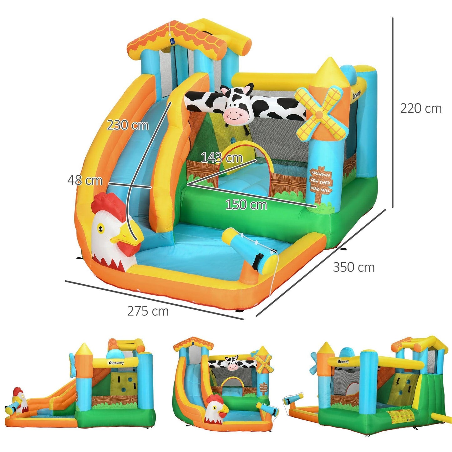 Outsunny Versatile Farm-Style Kids Bounce Castle: 5-in-1 Fun - ALL4U RETAILER LTD