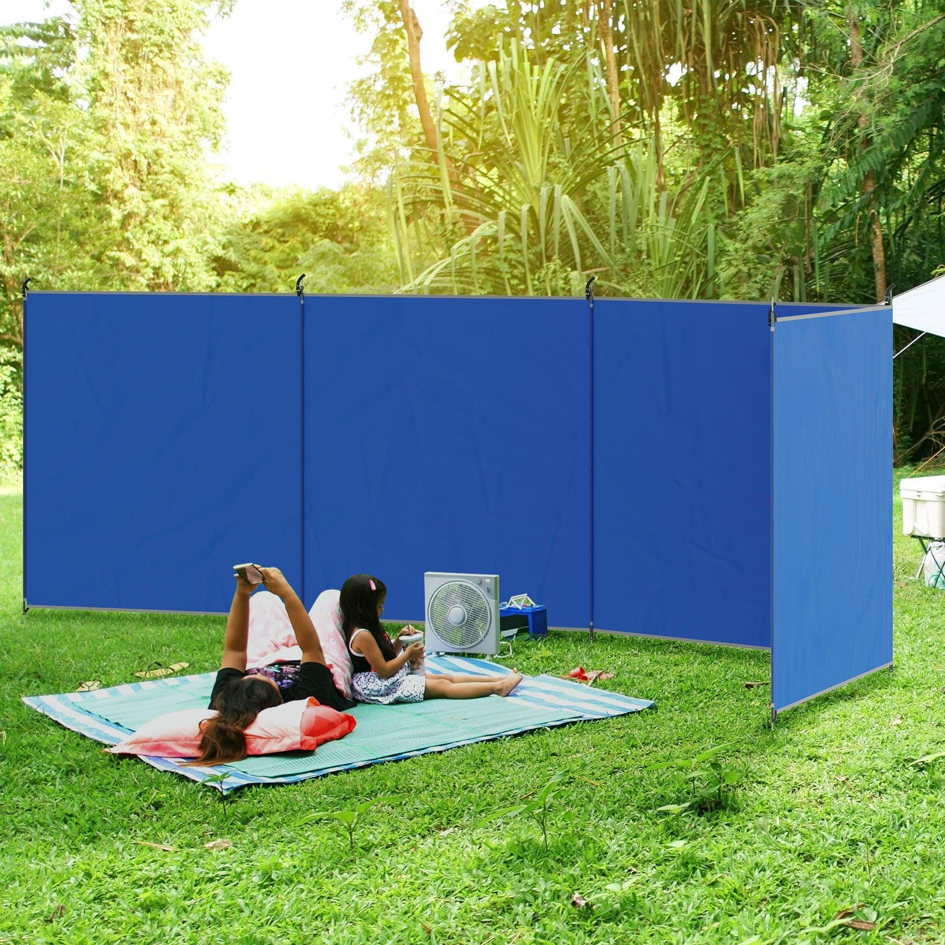 Outsunny 5-Pole Windbreak, Portable Outdoor Privacy Shield - ALL4U RETAILER LTD