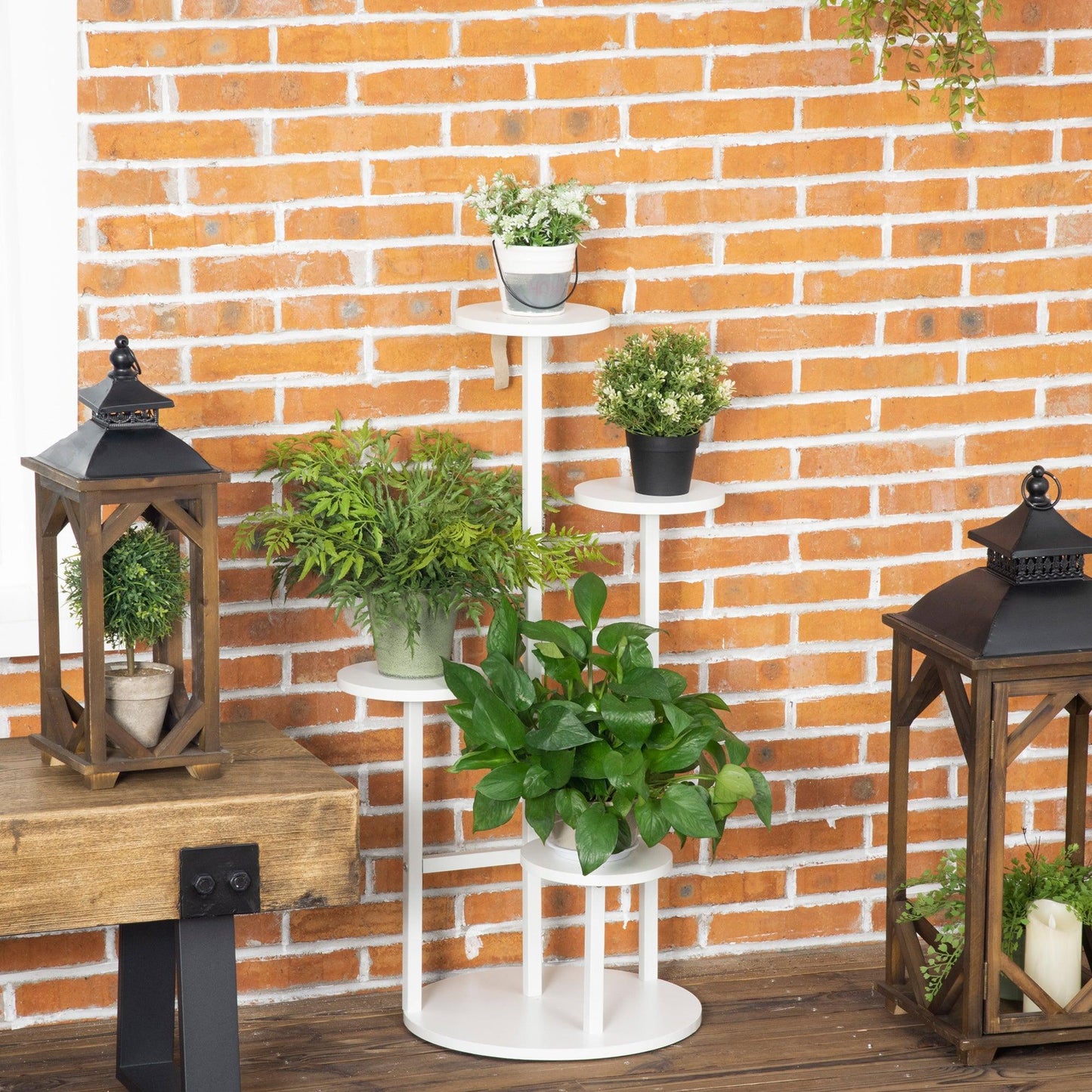 Outsunny 5-Tier Corner Plant Shelf- Indoor/Outdoor Organiser - ALL4U RETAILER LTD