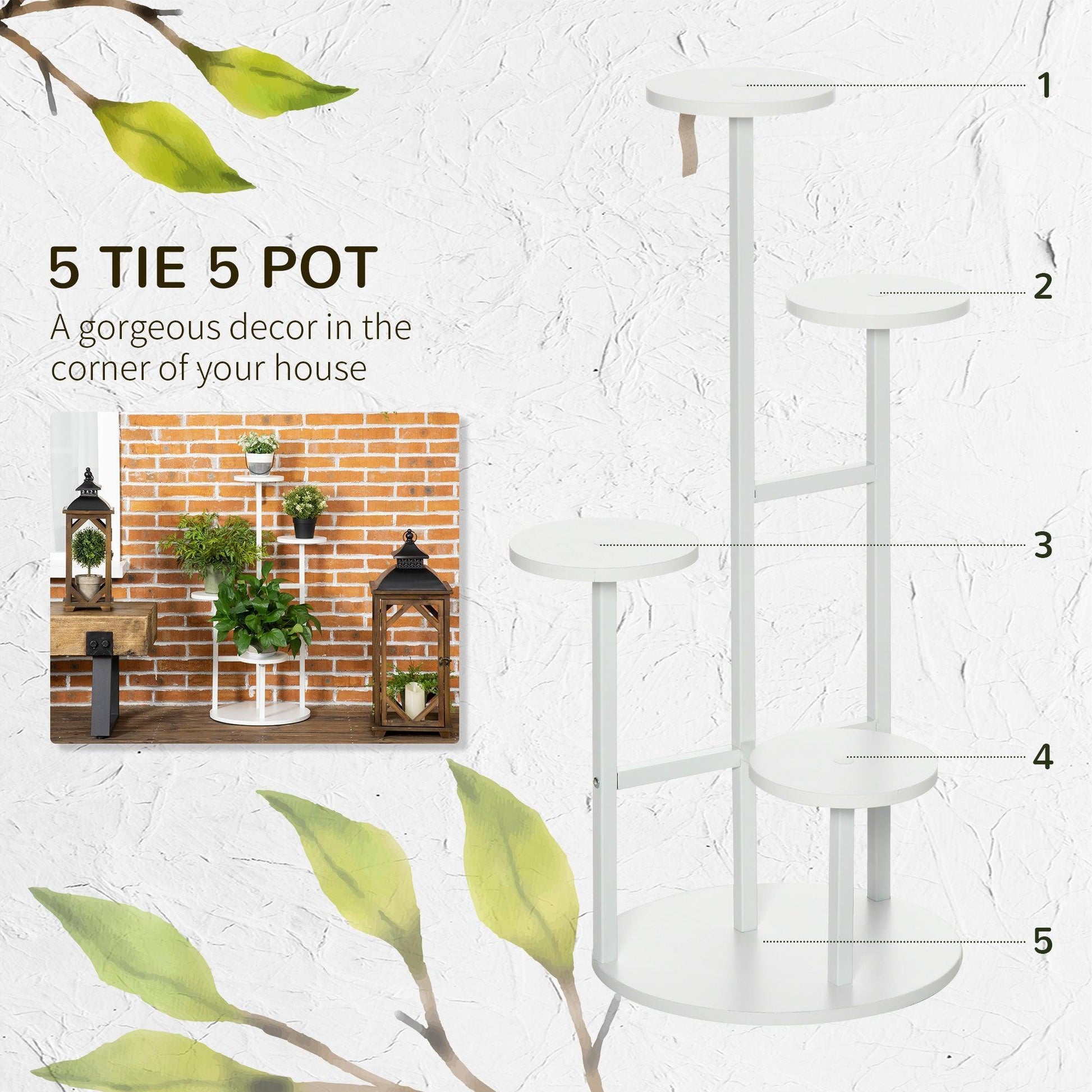 Outsunny 5-Tier Corner Plant Shelf- Indoor/Outdoor Organiser - ALL4U RETAILER LTD