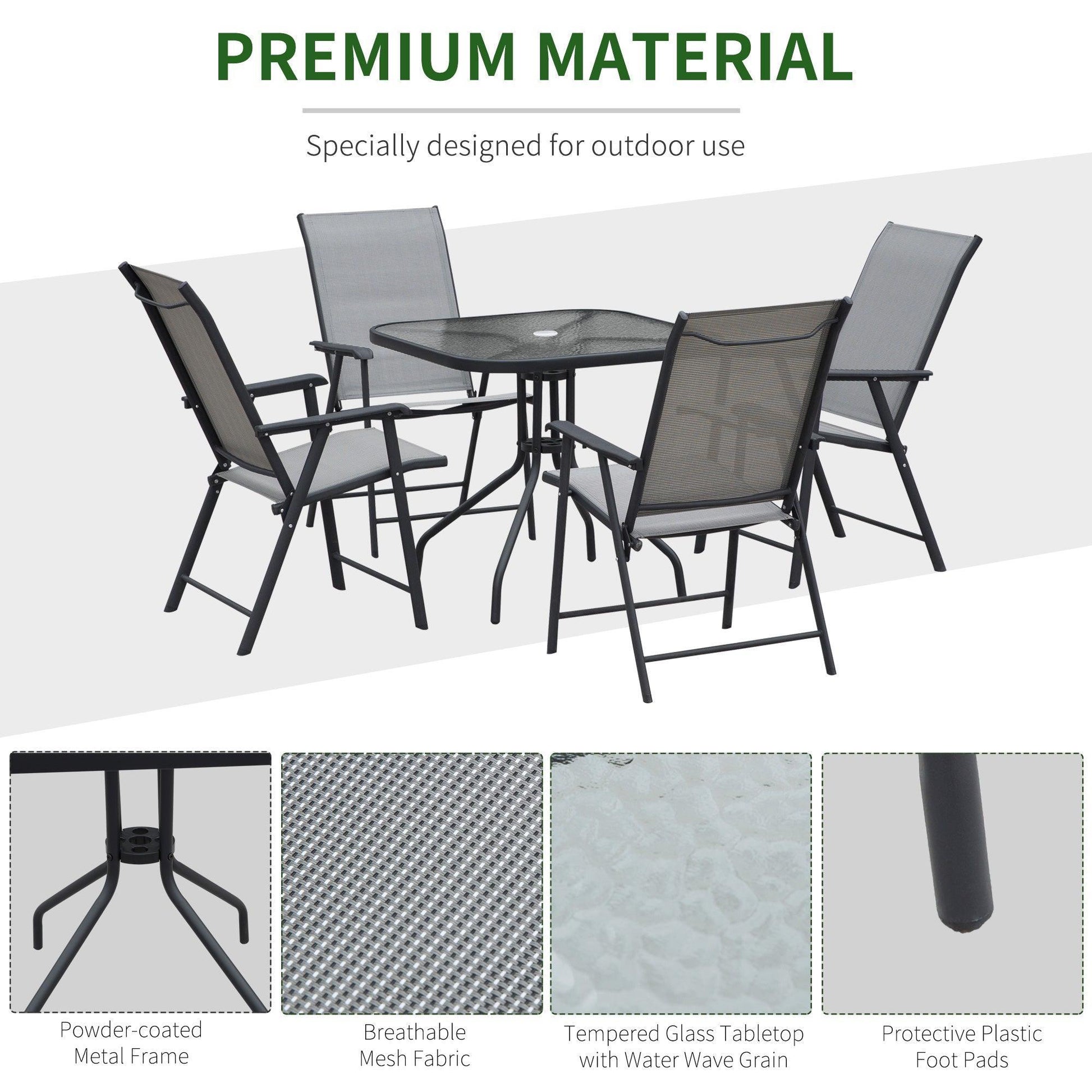 Outsunny 5pcs Outdoor Dining Set - Elegant & Practical - ALL4U RETAILER LTD