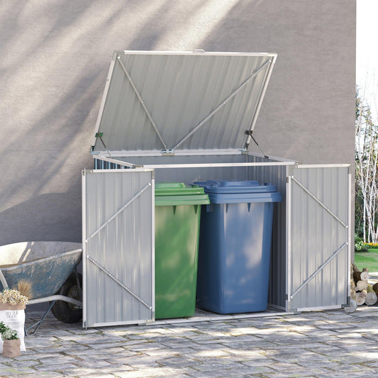 Outsunny 5x3ft Garden Storage Shed: Double Bin, Locking Doors - ALL4U RETAILER LTD