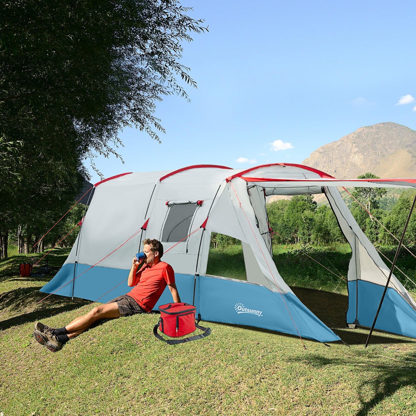 Outsunny 6-8 Person Tunnel Tent - Spacious and Portable - ALL4U RETAILER LTD