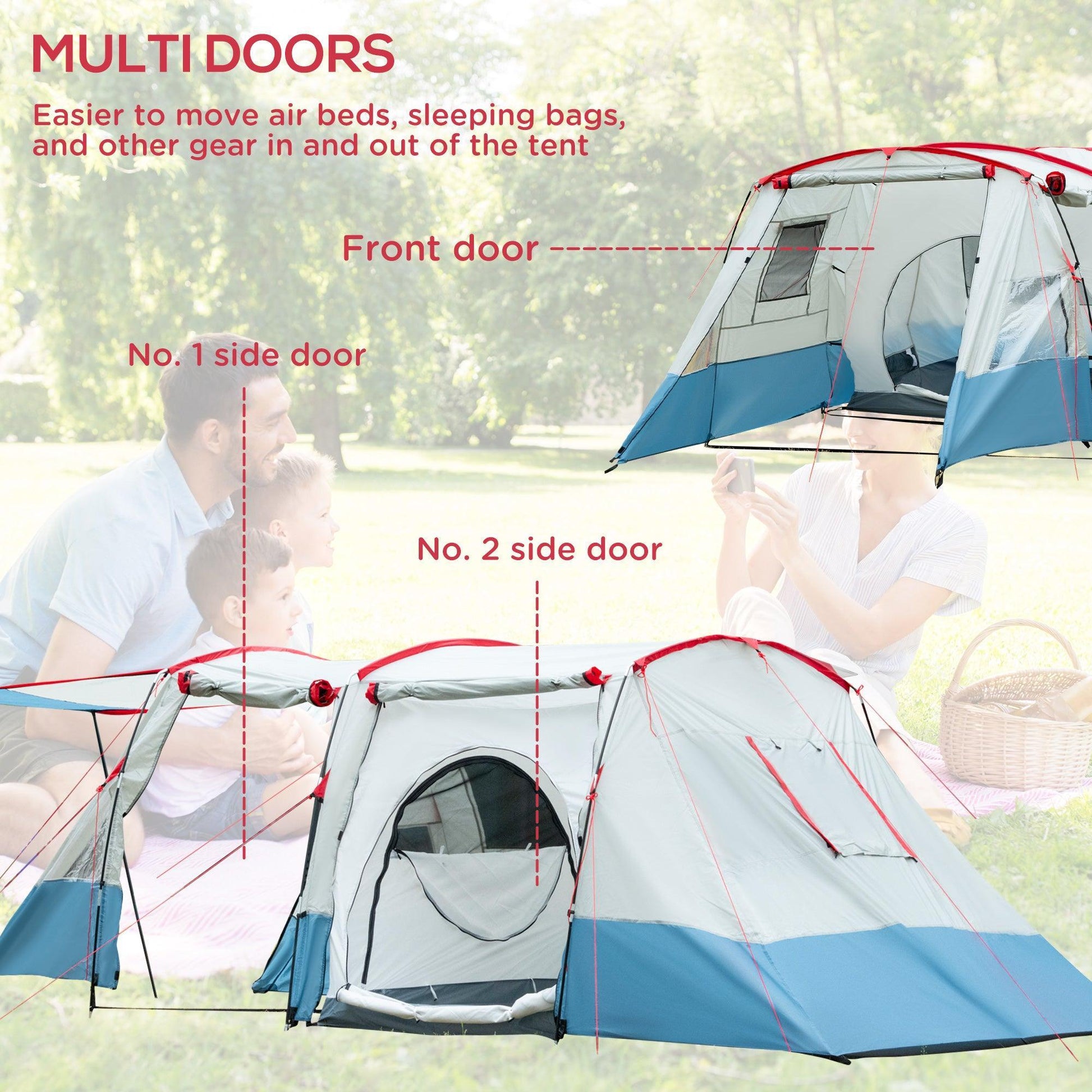 Outsunny 6-8 Person Tunnel Tent - Spacious and Portable - ALL4U RETAILER LTD