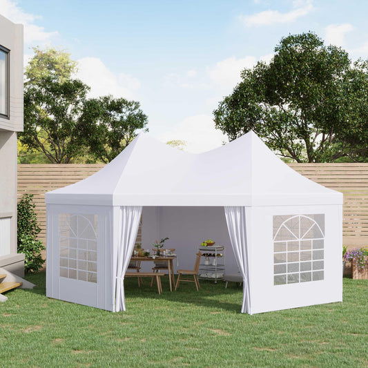 Outsunny 6.8m x 5m Octagonal Party Tent / Wedding Marquee - White - ALL4U RETAILER LTD