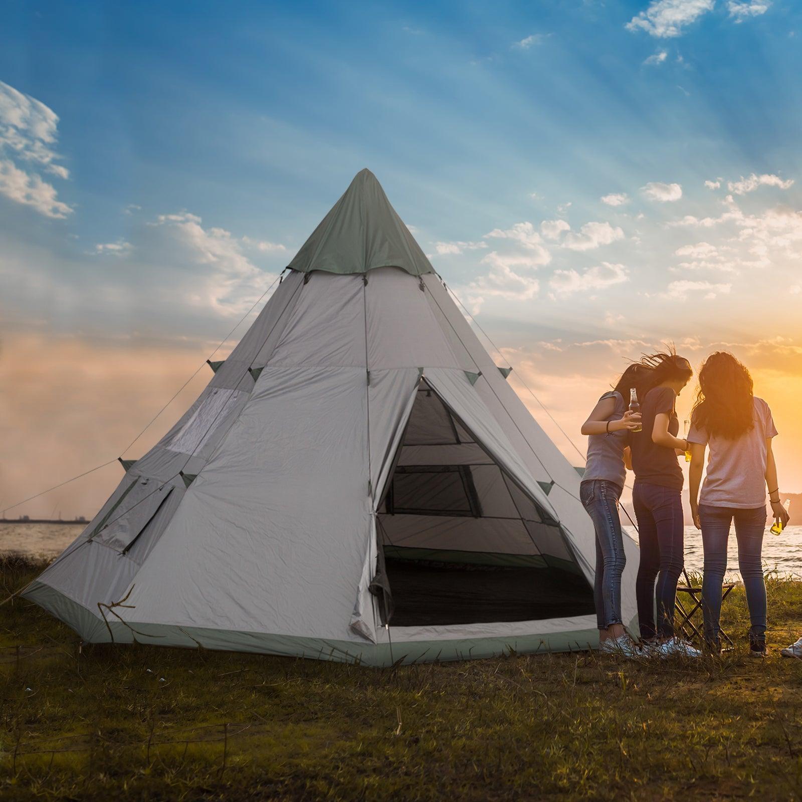 Outsunny 6 Men Tipi Tent - Easy Set, Outdoor Camping - ALL4U RETAILER LTD